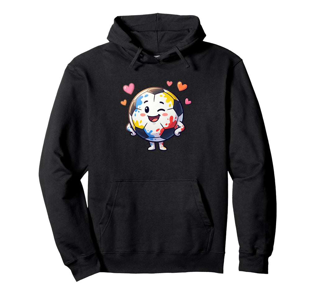 Adorable Soccer Ball Character Colorful Hoodie - Unique Graphic for Adults - T-Shirt, Sweatshirt, Hoodie