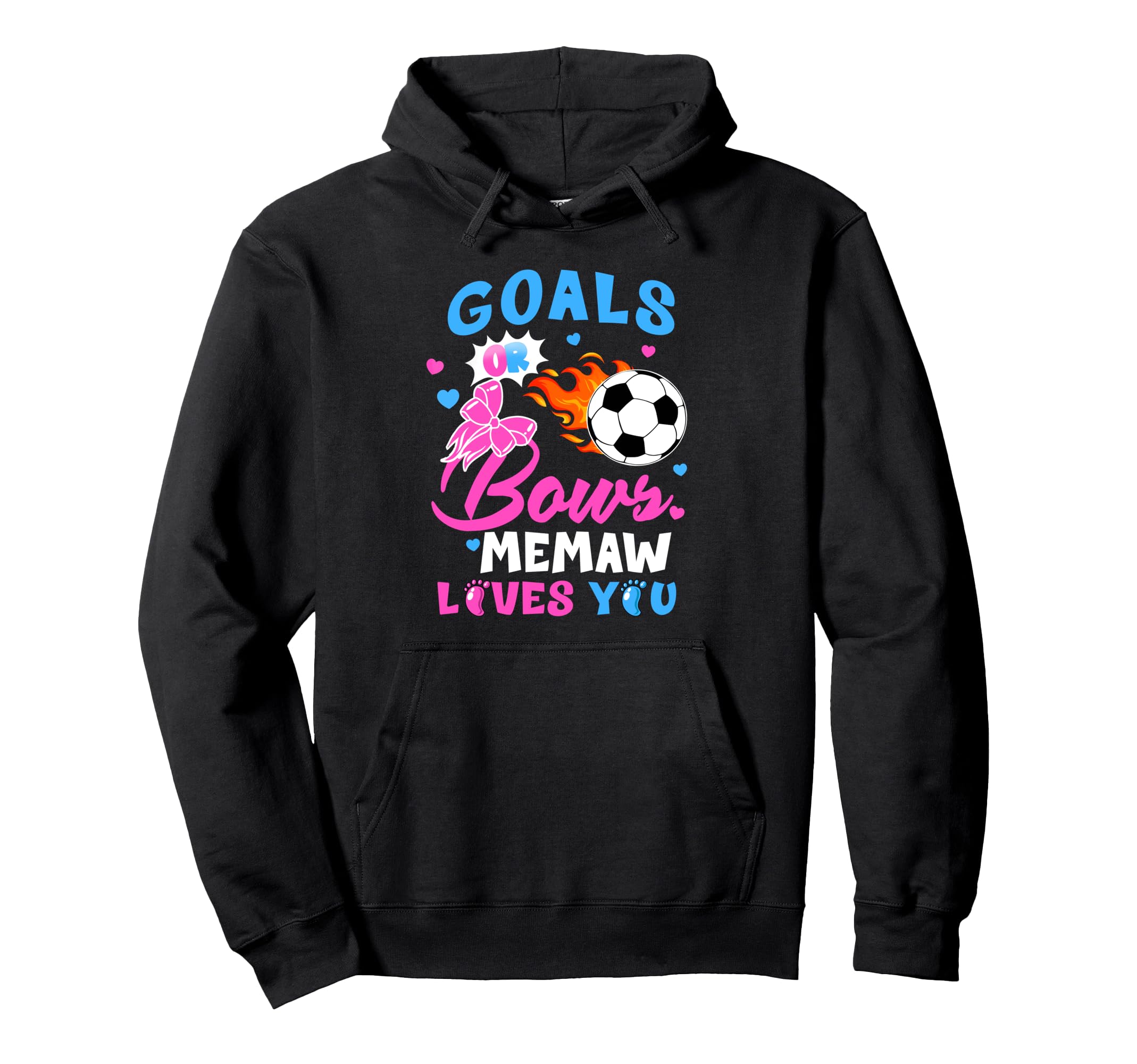 Gender Reveal Goals Or Bows Memaw Hoodie - Minimalist Print for Adults - T-Shirt, Sweatshirt, Hoodie
