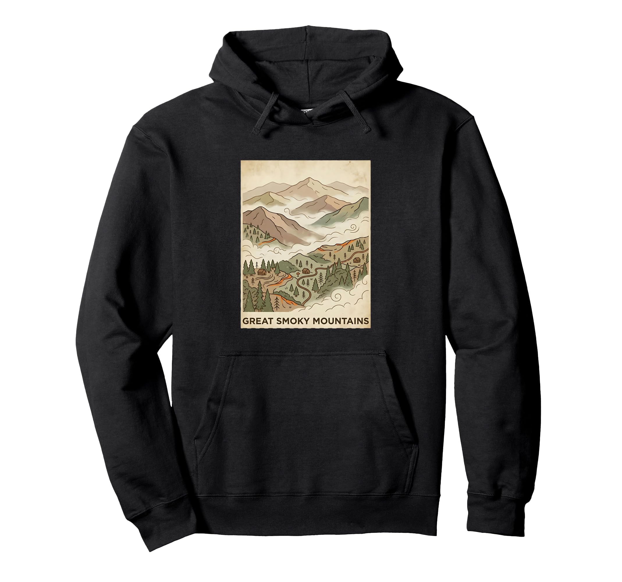 Great Smoky Mountains National Park Map Hoodie - Streetwear Style Men Women - T-Shirt, Sweatshirt, Hoodie