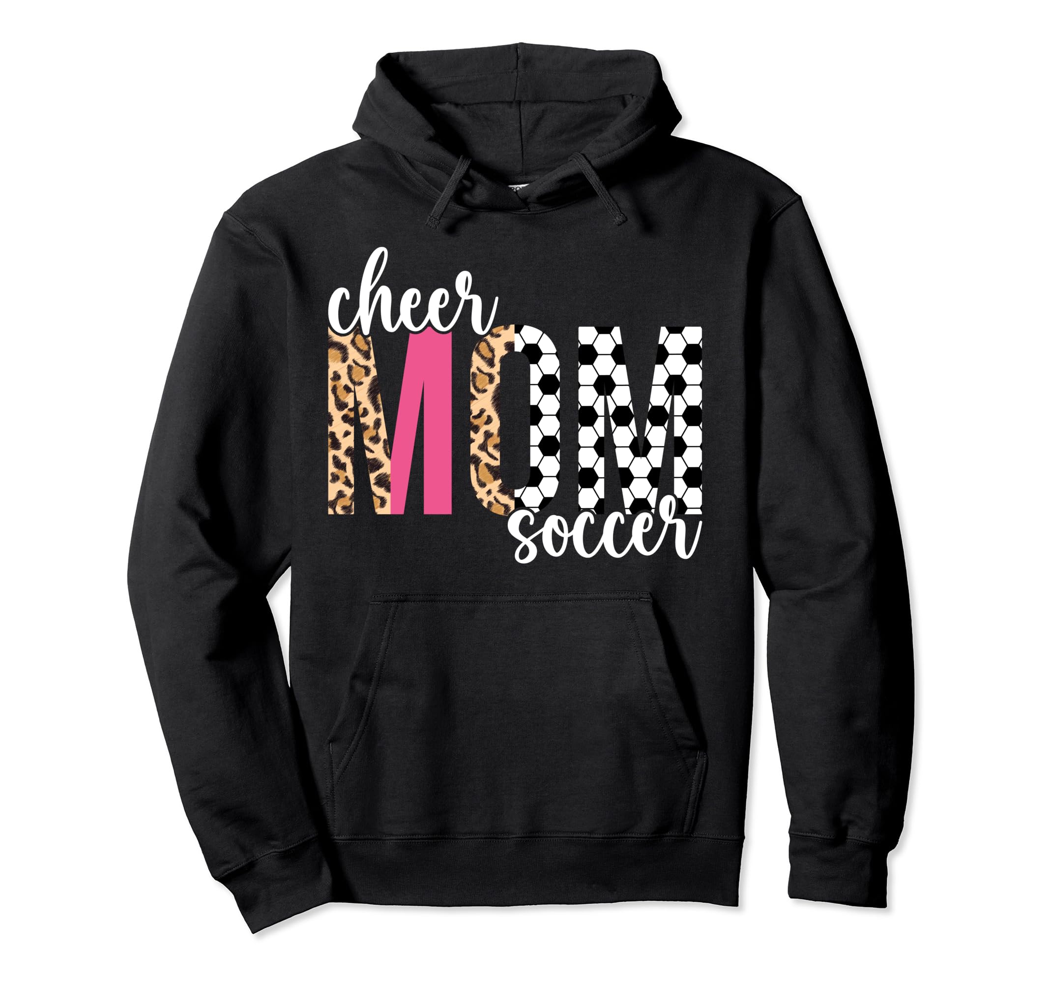 Cheer And Soccer Mom Leopard Soccer Hoodie - Streetwear Style Unisex - T-Shirt, Sweatshirt, Hoodie