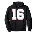 16 Outline Number 16 Varsity Fan Sports Hoodie - Unique Graphic for Adults - T-Shirt, Sweatshirt, Hoodie