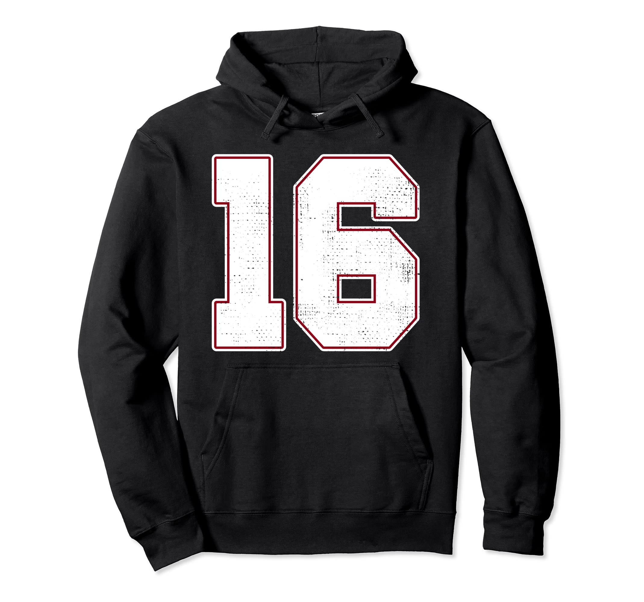 16 Outline Number 16 Varsity Fan Sports Hoodie - Unique Graphic for Adults - T-Shirt, Sweatshirt, Hoodie