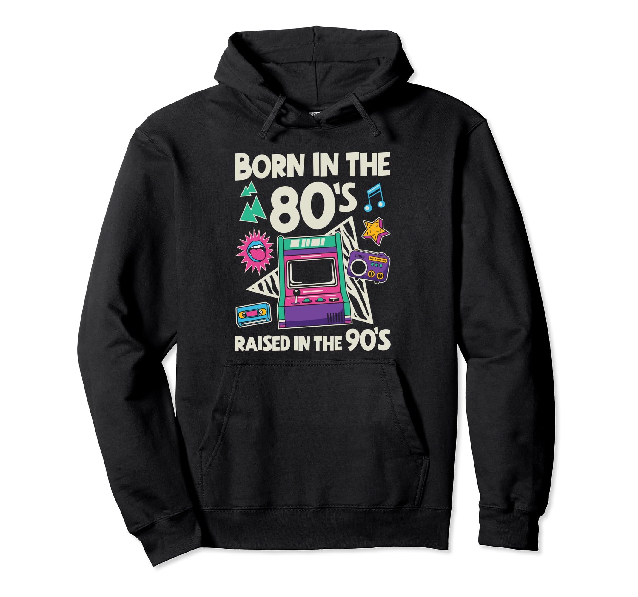 Born 80S Eighties Cassette Tape Arcade Video Hoodie - Graphic Print Unisex - T-Shirt, Sweatshirt, Hoodie