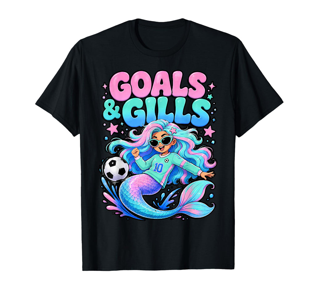 Goals And Gills Mermaid Soccer Ocean T-Shirt - Custom Art Print Unisex - T-Shirt, Sweatshirt, Hoodie