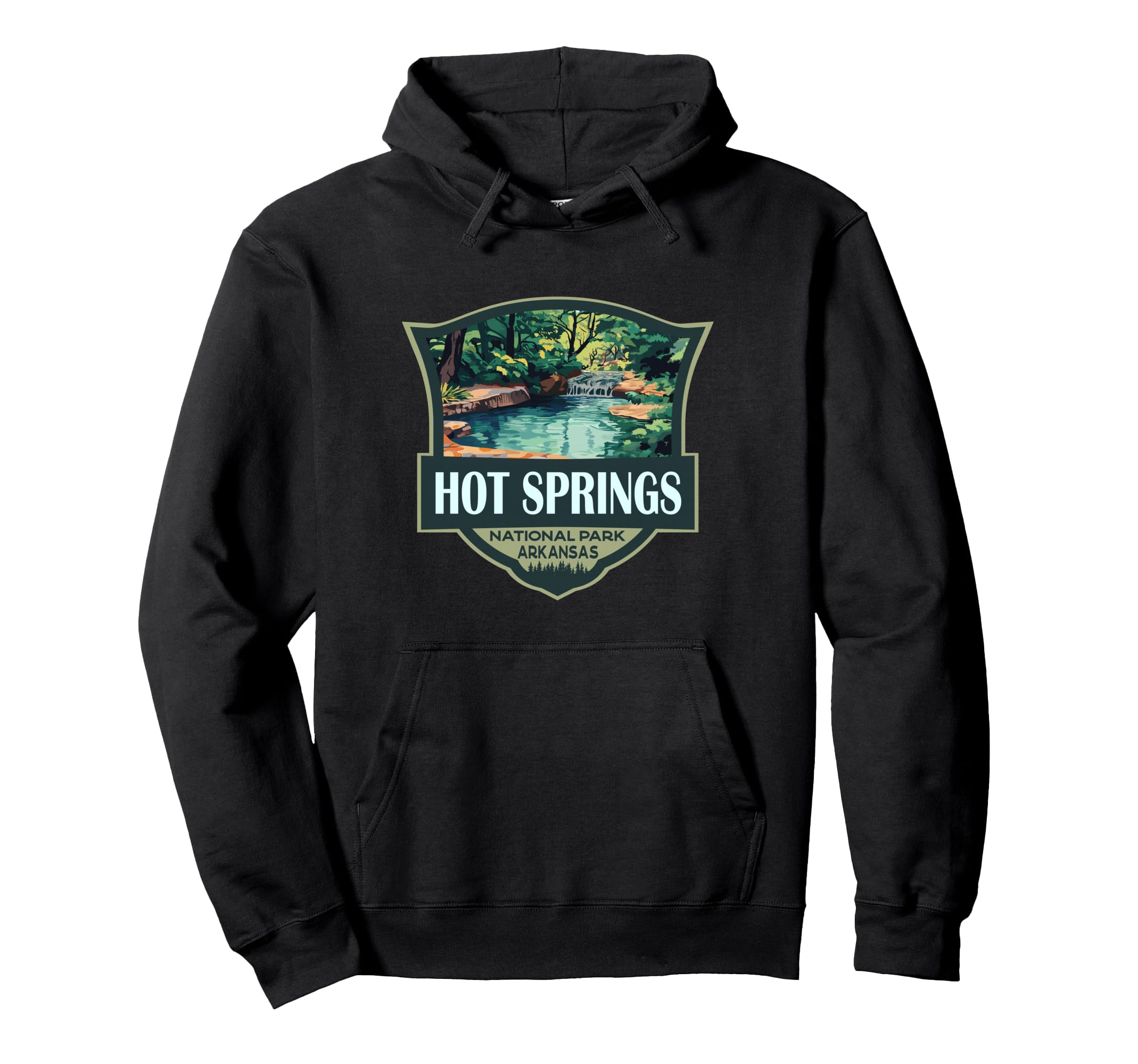 Hot Springs National Park Illustration Hoodie - Novelty Apparel Men Women - T-Shirt, Sweatshirt, Hoodie