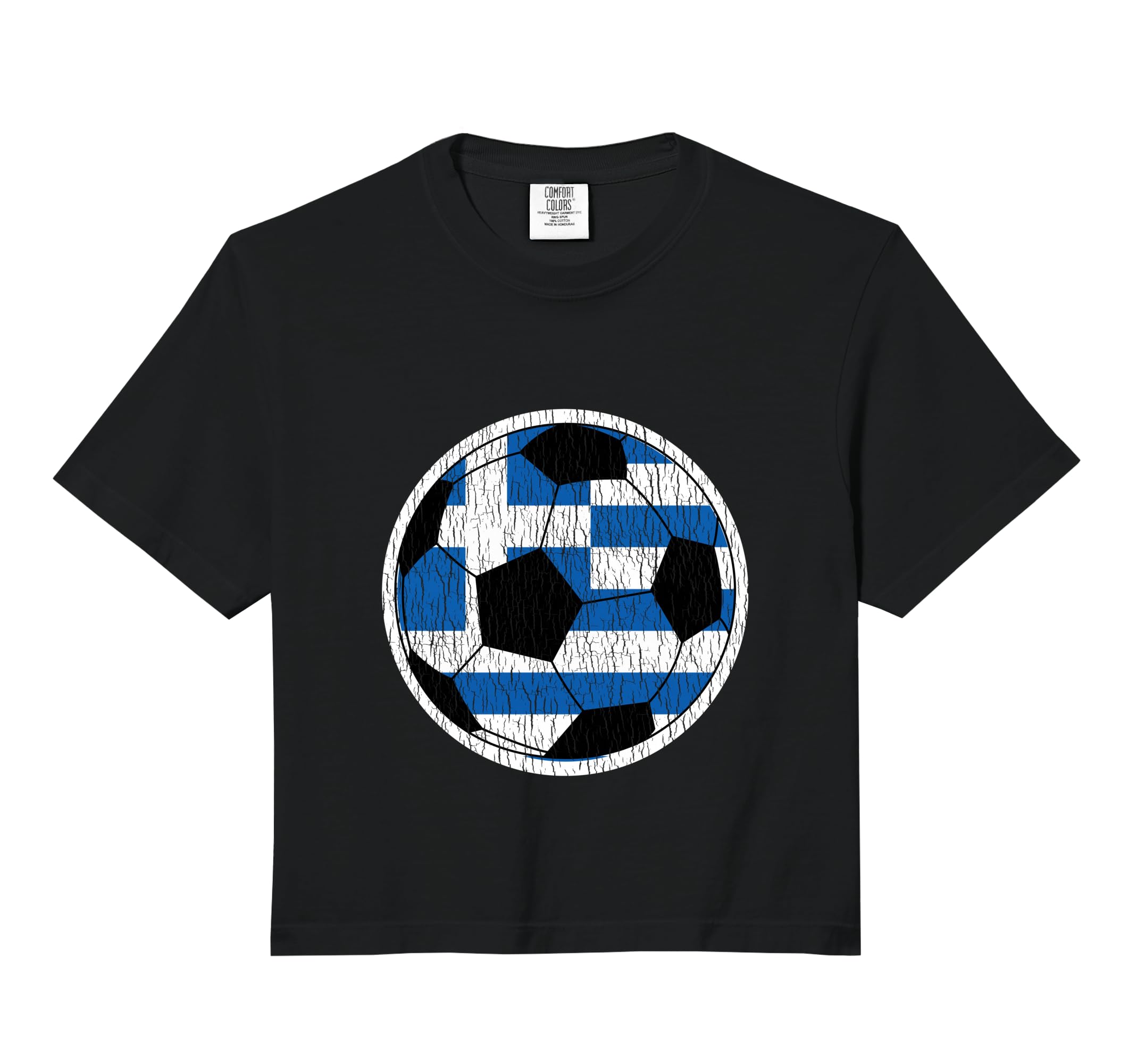Soccer Ball Greek Flag Distressed T-Shirt - Trendy Graphic for Adults - T-Shirt, Sweatshirt, Hoodie