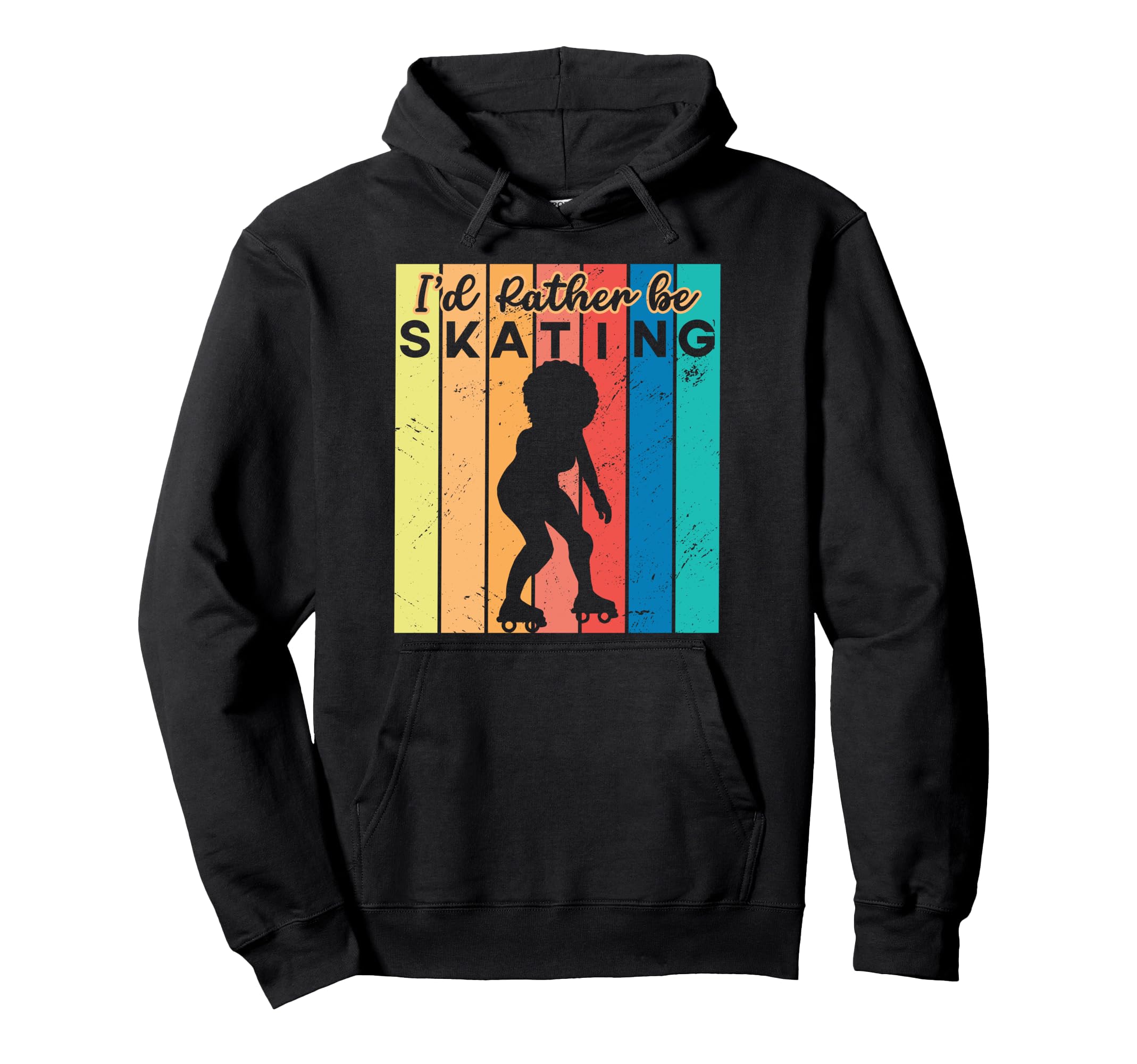 Roller Skating Skate 1970S Black Afro Hoodie - Minimalist Print for Adults - T-Shirt, Sweatshirt, Hoodie
