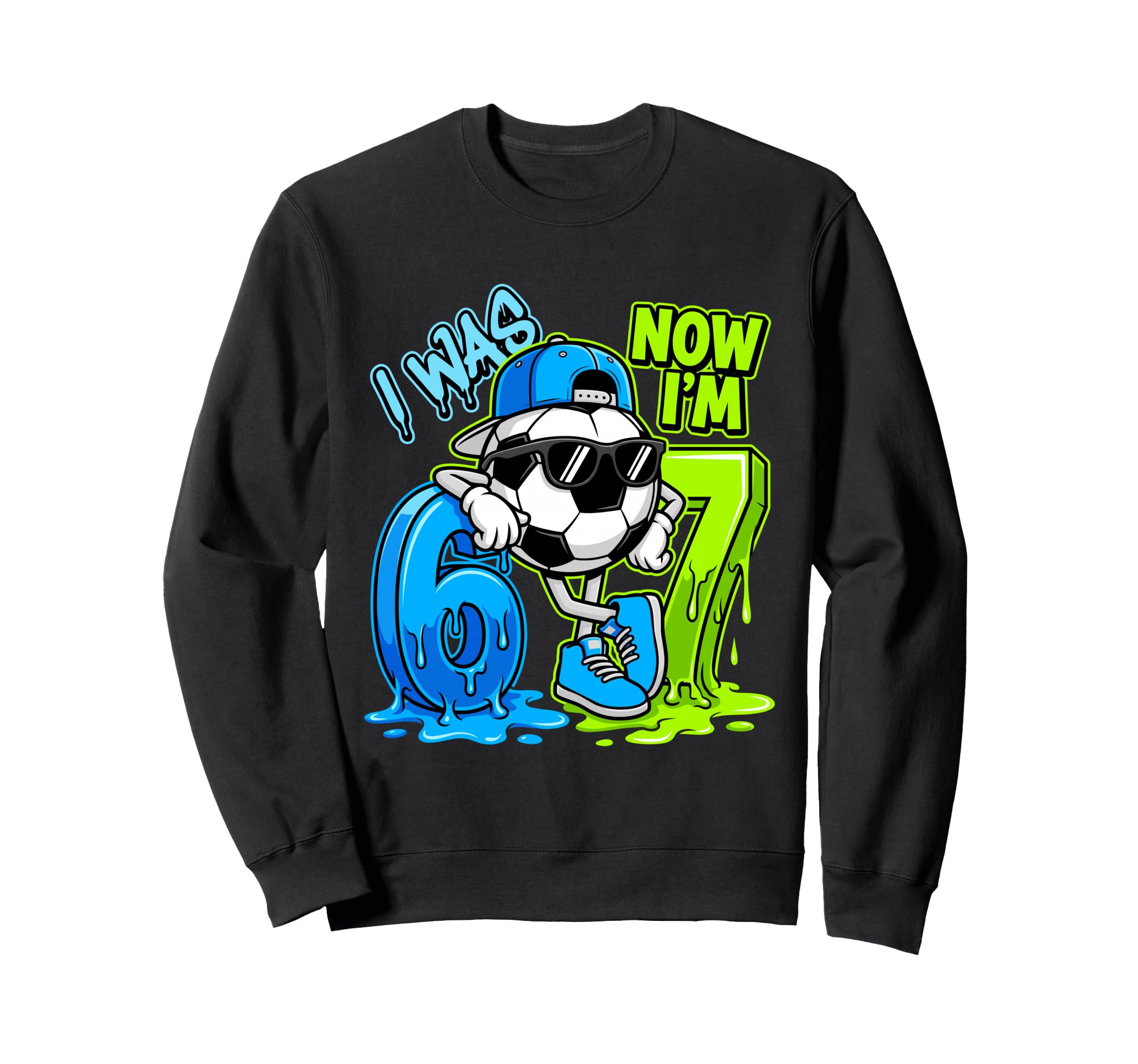 I Was 6 Now Im 7 Birthday Soccer Ball Sweatshirt - Custom Art Print Unisex - T-Shirt, Sweatshirt, Hoodie