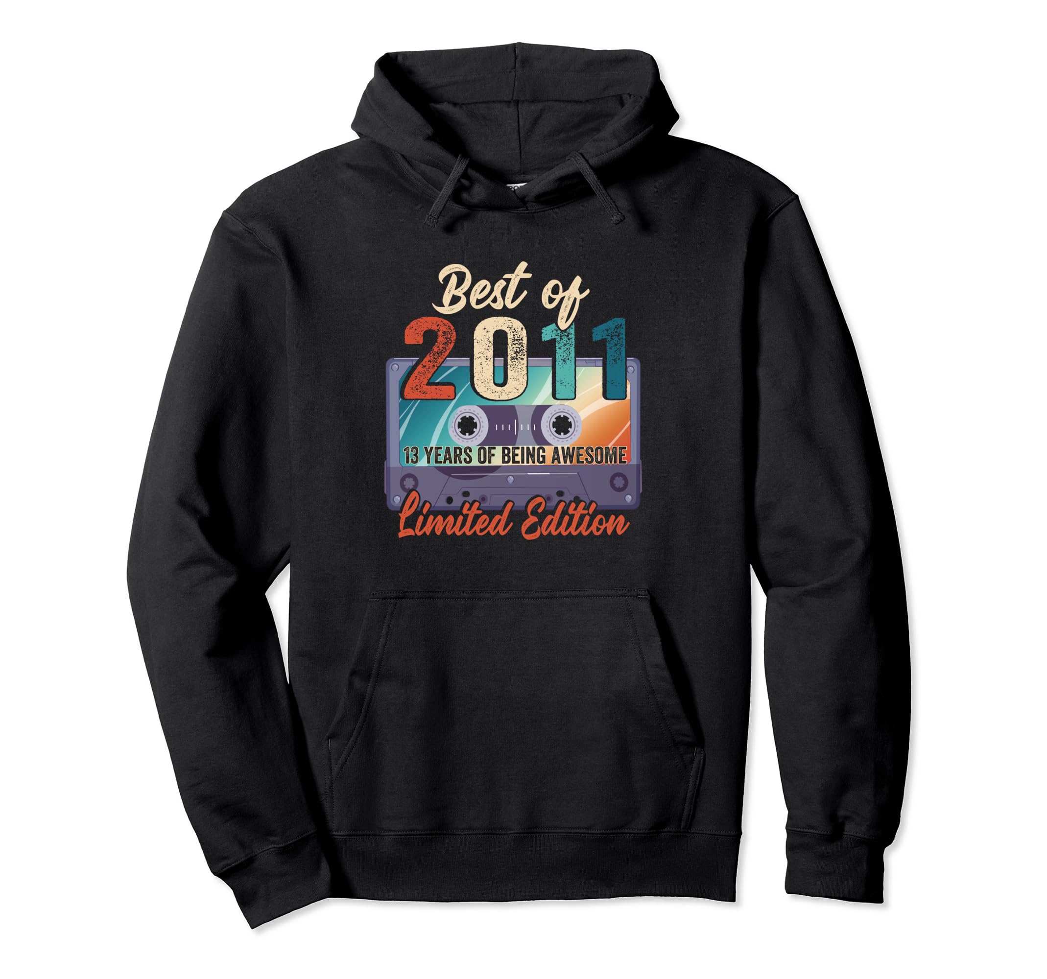 Best 2011 13Th Birthday Cassette Tape Hoodie - Graphic Print for Adults - T-Shirt, Sweatshirt, Hoodie