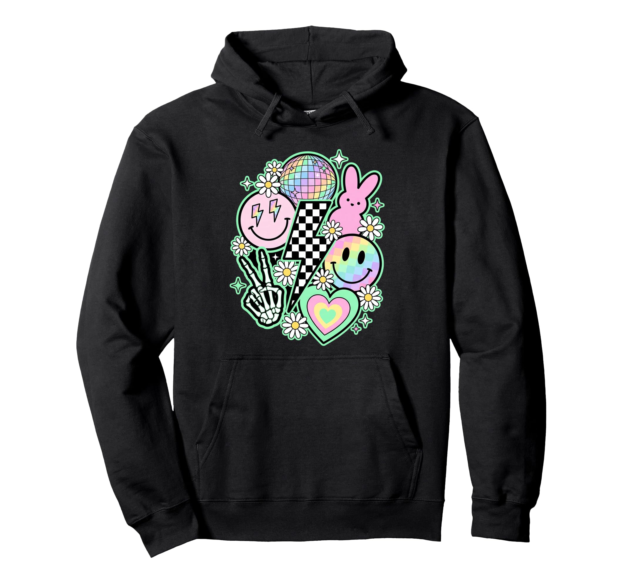 Pastel Groovy Y2K Aesthetic Easter Hoodie - Fun Novelty Design for Adults - T-Shirt, Sweatshirt, Hoodie