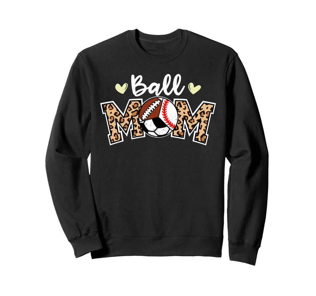 Ball Mom Leopard Baseball Soccer Sweatshirt - Minimalist Print Men Women - T-Shirt, Sweatshirt, Hoodie