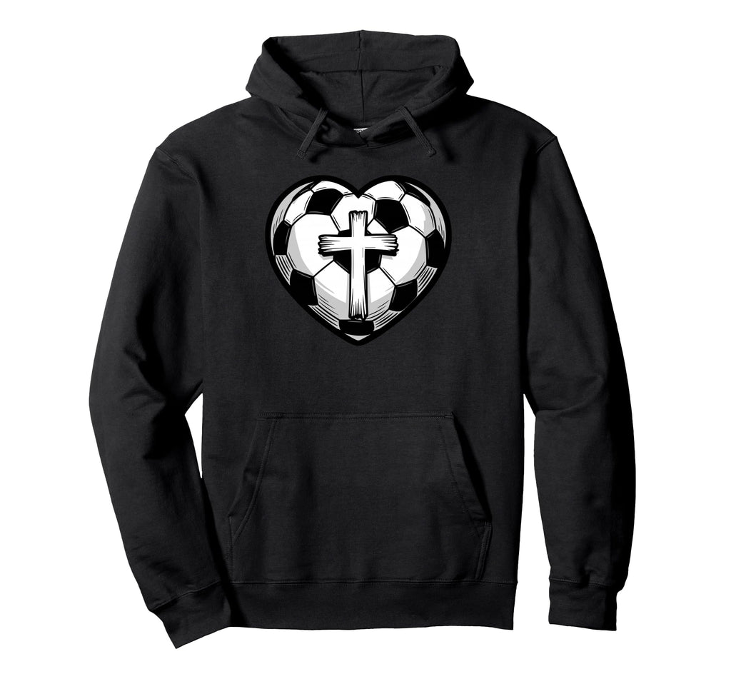 Soccer Ball Heart Christian Faith Hoodie - Casual Everyday Wear for Adults - T-Shirt, Sweatshirt, Hoodie