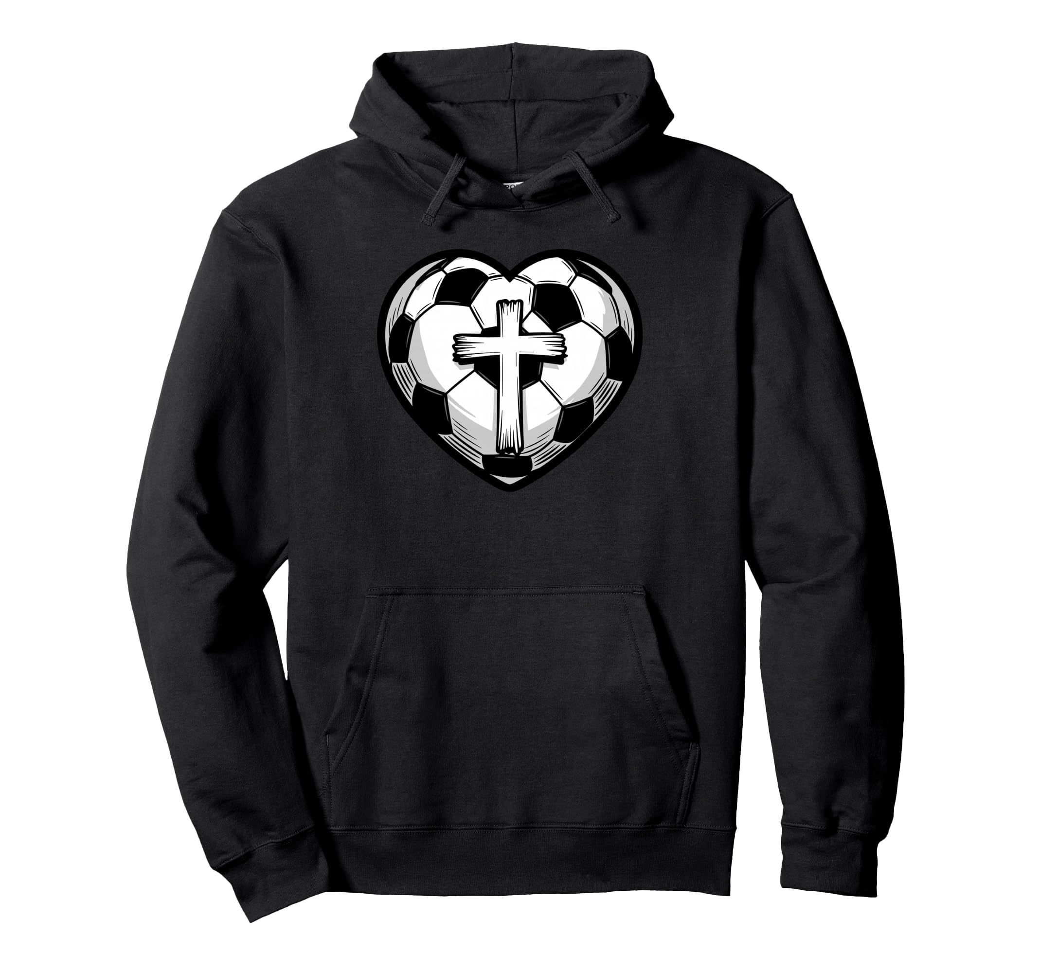 Soccer Ball Heart Christian Faith Hoodie - Casual Everyday Wear for Adults - T-Shirt, Sweatshirt, Hoodie