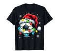 Soccer Ball Santa Hat Lights Funny T-Shirt - Graphic Print Men Women - T-Shirt, Sweatshirt, Hoodie