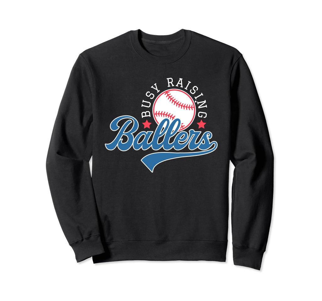 Busy Raising Ballers Baseball Mom Sweatshirt - Custom Art Print Unisex - T-Shirt, Sweatshirt, Hoodie