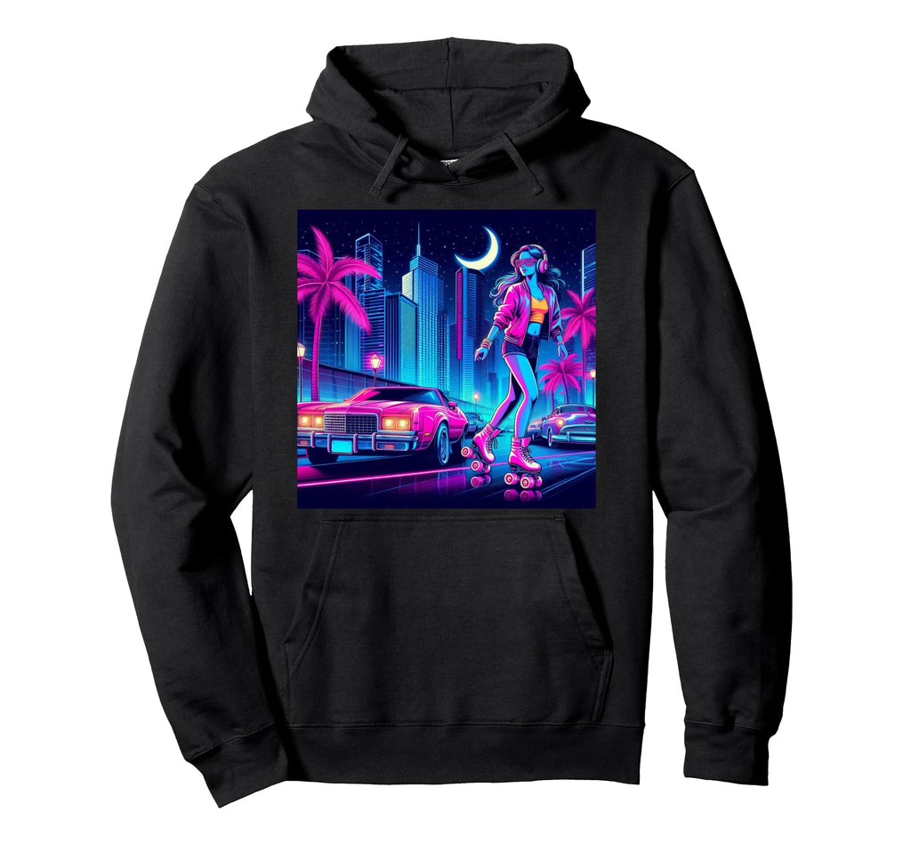 Rollerskate Retrowave Hoodie - Minimalist Print Men Women - T-Shirt, Sweatshirt, Hoodie