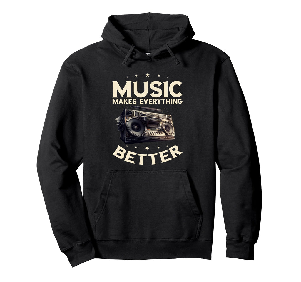 Boombox Oldschool Music Makes Hoodie - Unique Graphic for Adults - T-Shirt, Sweatshirt, Hoodie