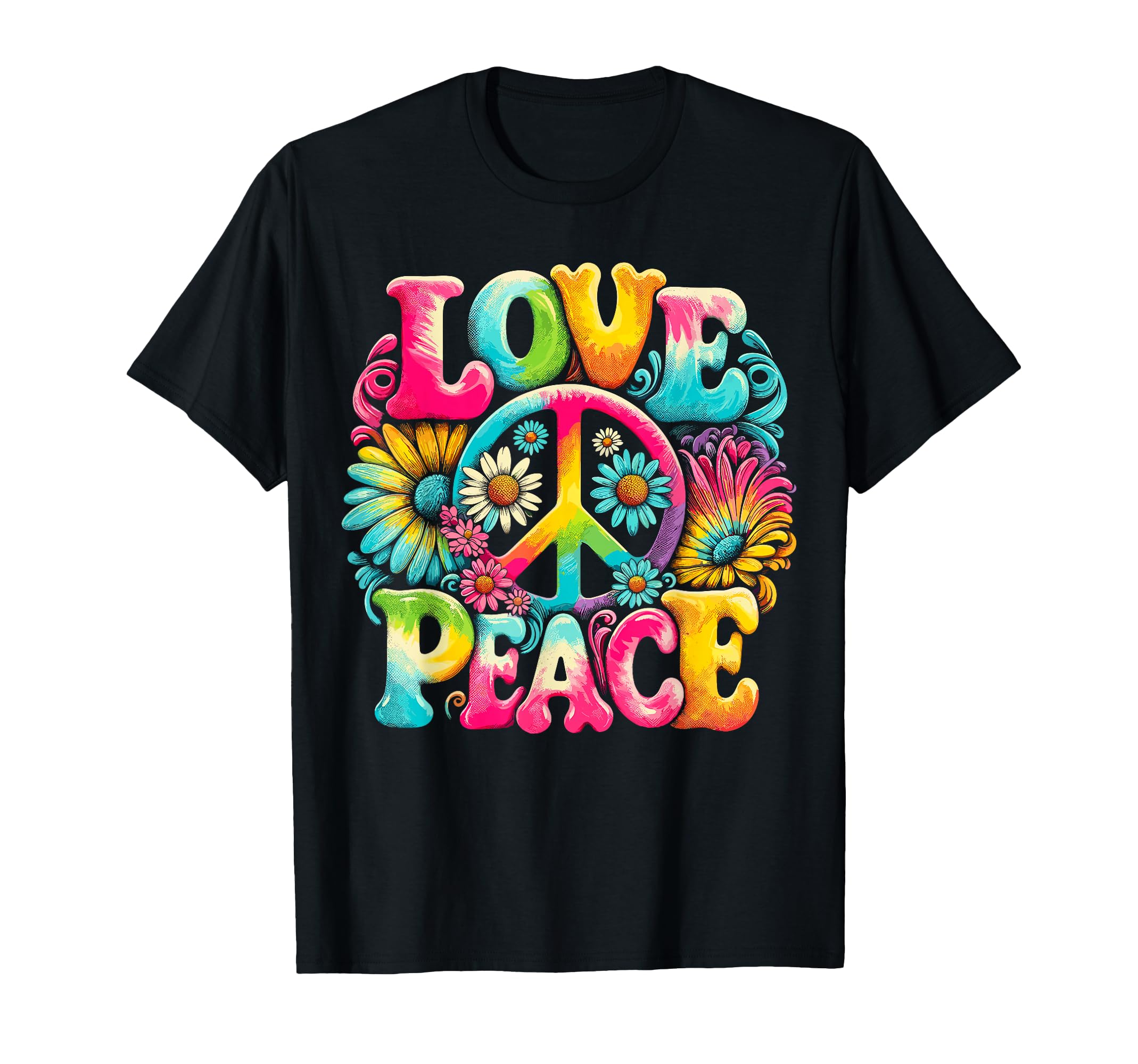 Hippie Peace Sign Love Tie Dye Hippie T-Shirt - Minimalist Print for Adults - T-Shirt, Sweatshirt, Hoodie
