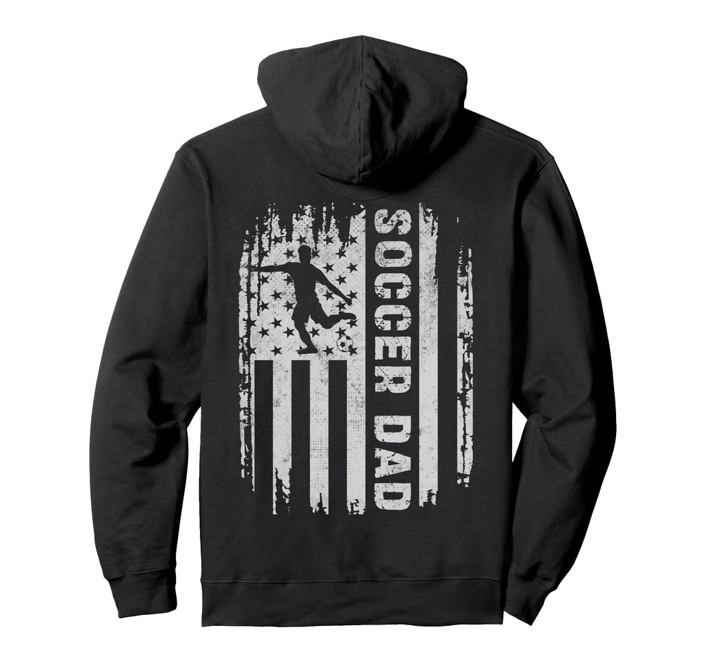 Soccer Dad American Flag Usa Back Hoodie - Minimalist Print for Adults - T-Shirt, Sweatshirt, Hoodie