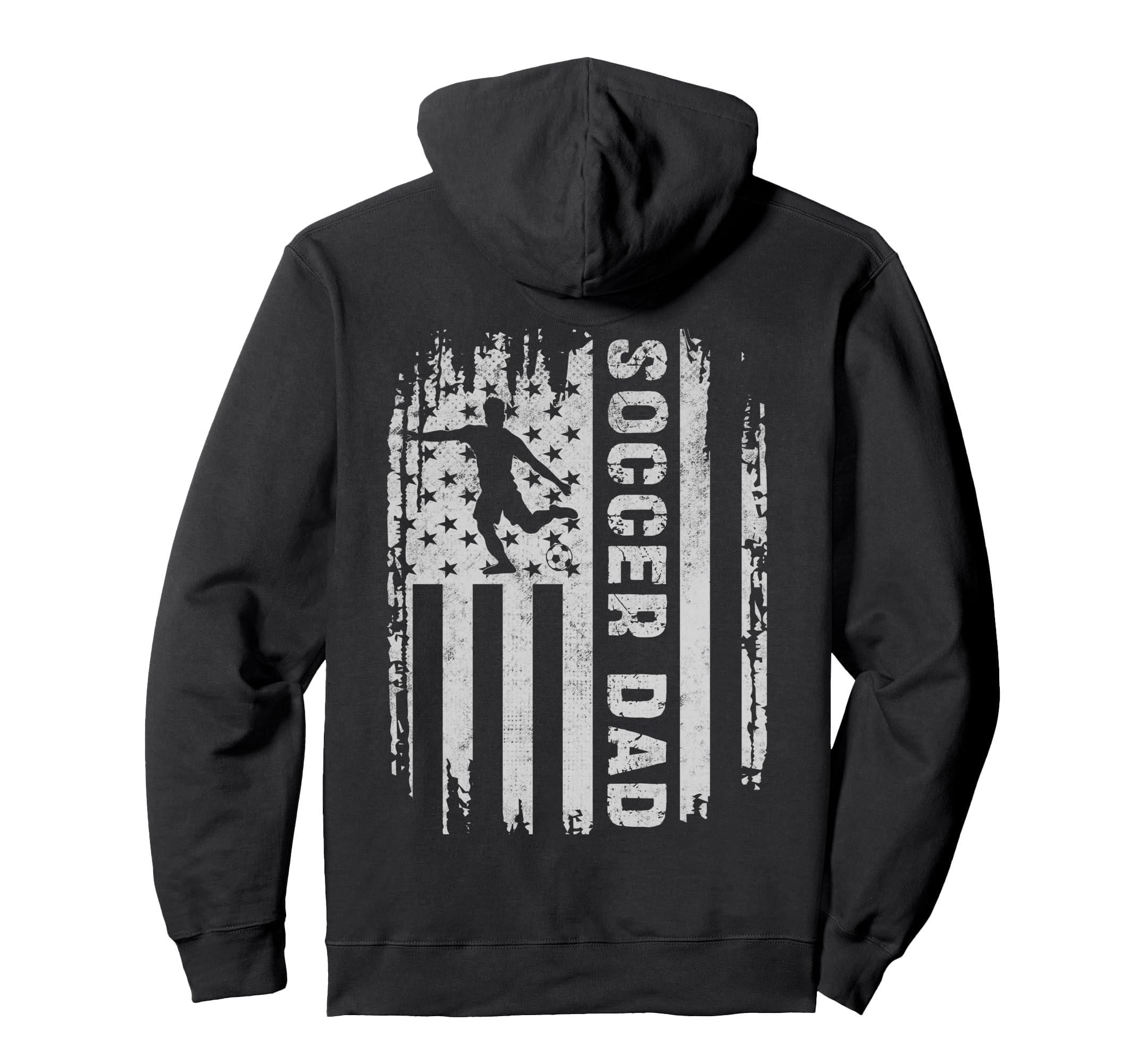 Soccer Dad American Flag Usa Back Hoodie - Minimalist Print for Adults - T-Shirt, Sweatshirt, Hoodie