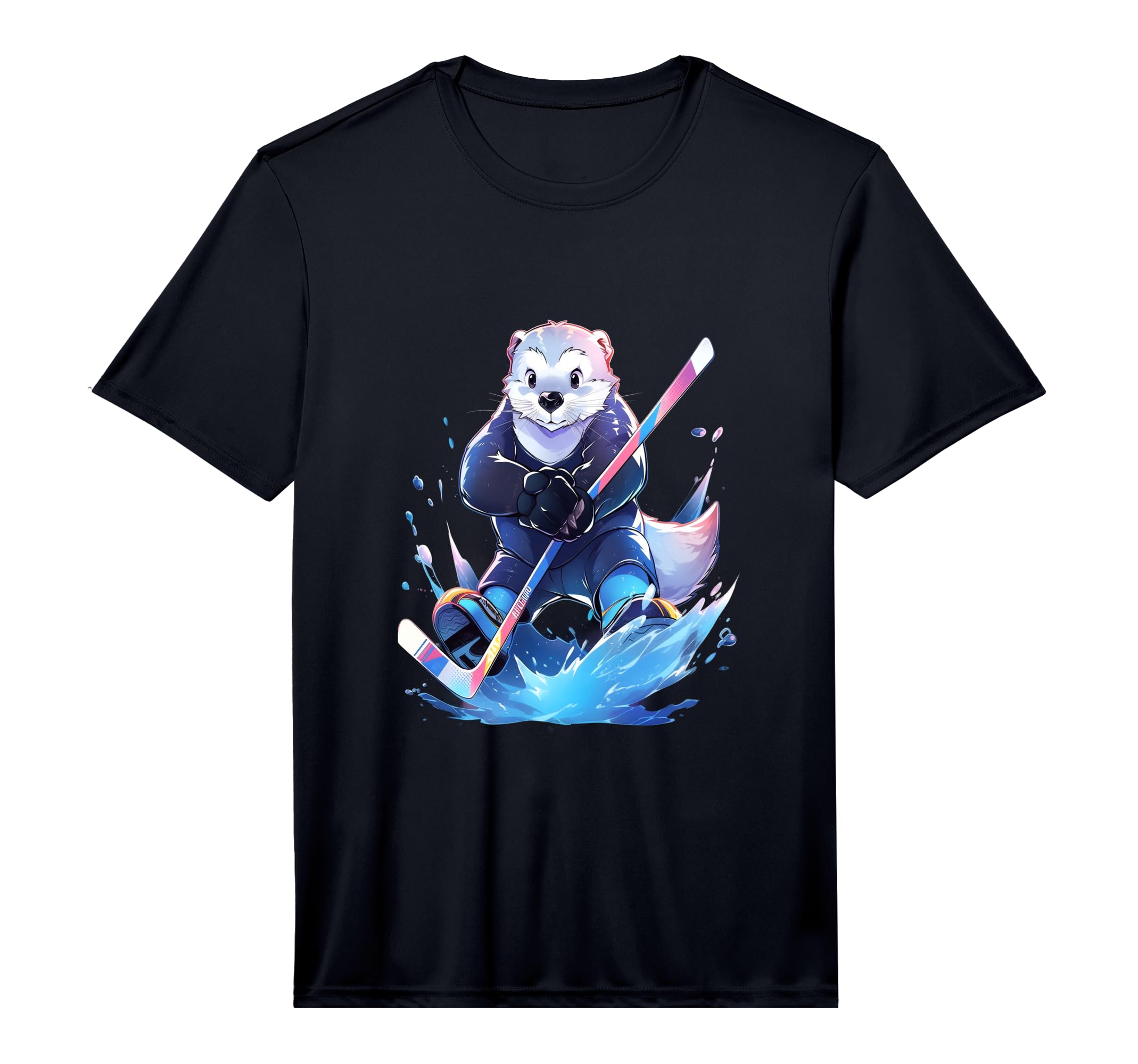 Otter Ice Hockey Player Hockey Stick T-Shirt - Trendy Graphic Unisex - T-Shirt, Sweatshirt, Hoodie