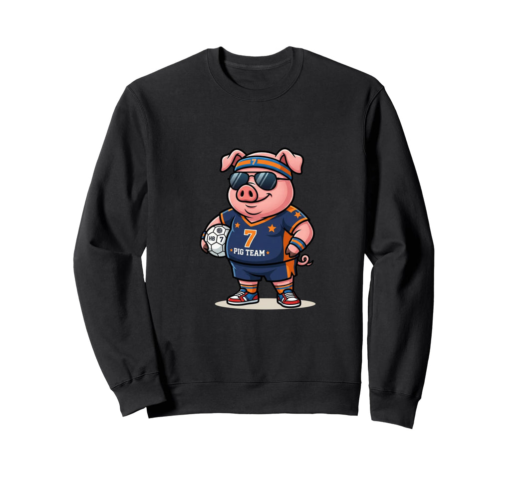 Pig Team 7 Soccer Player Cartoon Fun Sweatshirt - Aesthetic Graphic Unisex - T-Shirt, Sweatshirt, Hoodie