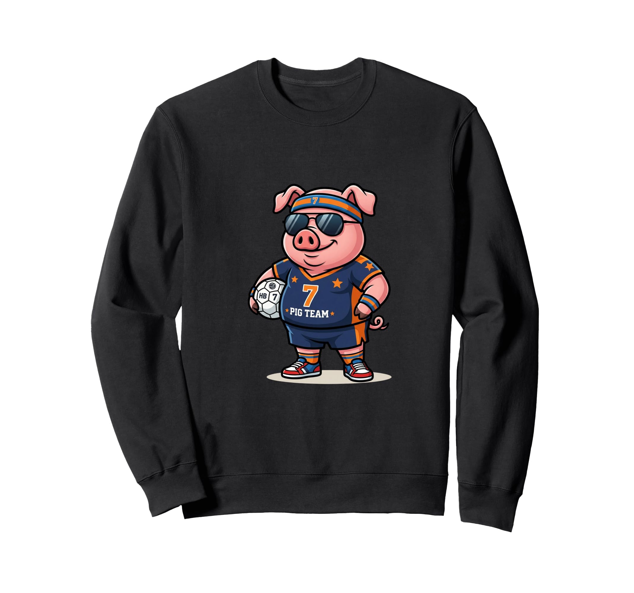 Pig Team 7 Soccer Player Cartoon Fun Sweatshirt - Aesthetic Graphic Unisex - T-Shirt, Sweatshirt, Hoodie