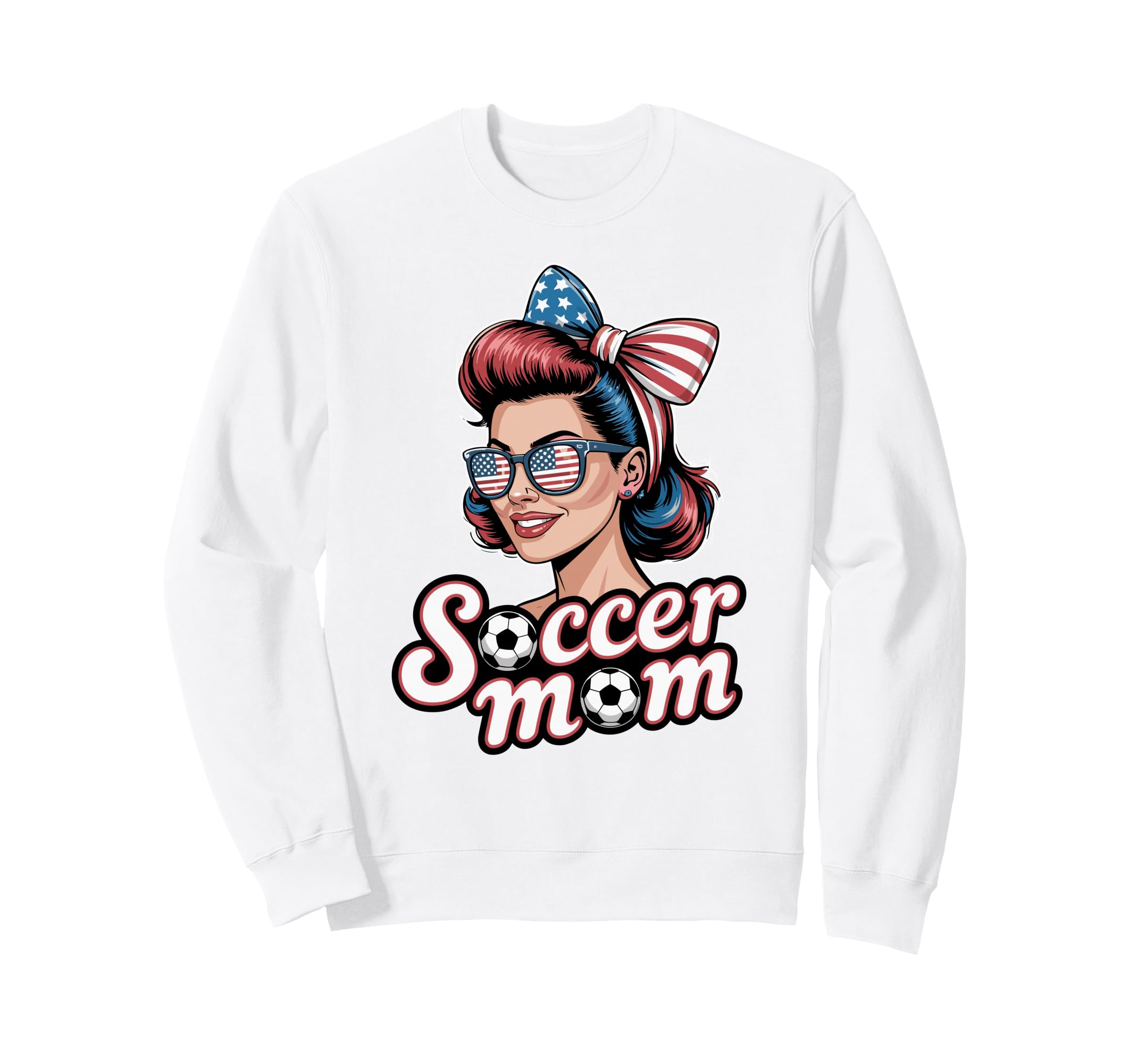 Patriotic Soccer Mom American Sweatshirt - Custom Art Print for Adults - T-Shirt, Sweatshirt, Hoodie