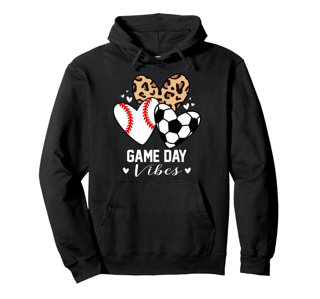 Game Day Vibes Funny Soccer Baseball Mom Hoodie - Unique Graphic Men Women - T-Shirt, Sweatshirt, Hoodie