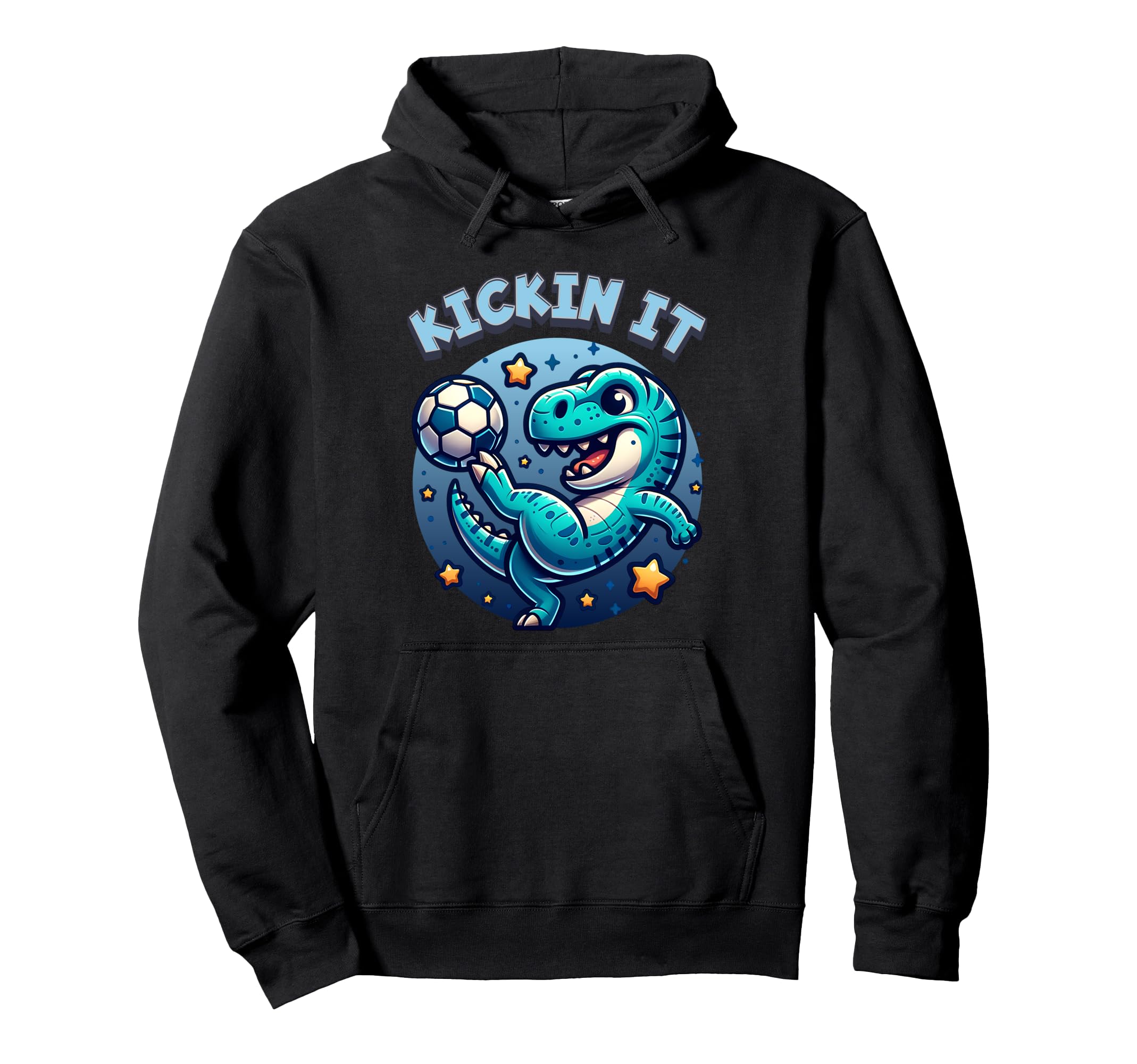 Kickin It T Rex Dinosaur Soccer Player Hoodie - Trendy Graphic for Adults - T-Shirt, Sweatshirt, Hoodie
