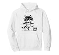 Funny Soccer Raccoon Sunglasses Hoodie - Graphic Print Men Women - T-Shirt, Sweatshirt, Hoodie