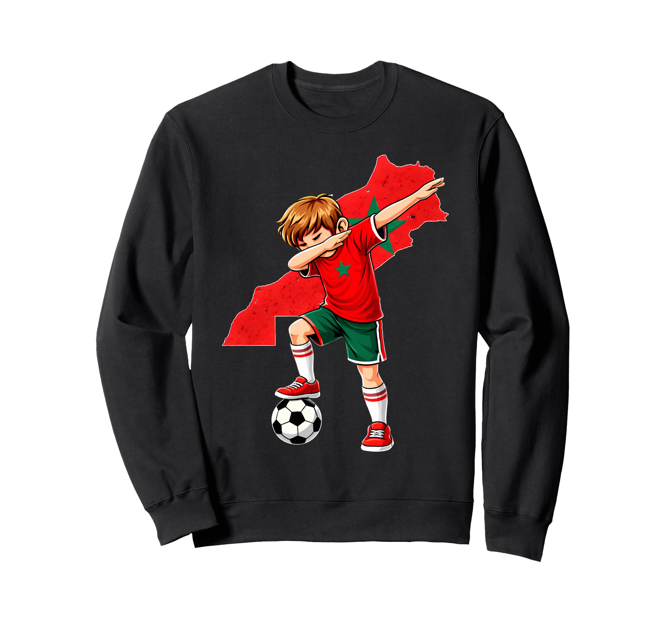 Dabbing Soccer Morocco Jersey Sweatshirt - Graphic Print Men Women - T-Shirt, Sweatshirt, Hoodie