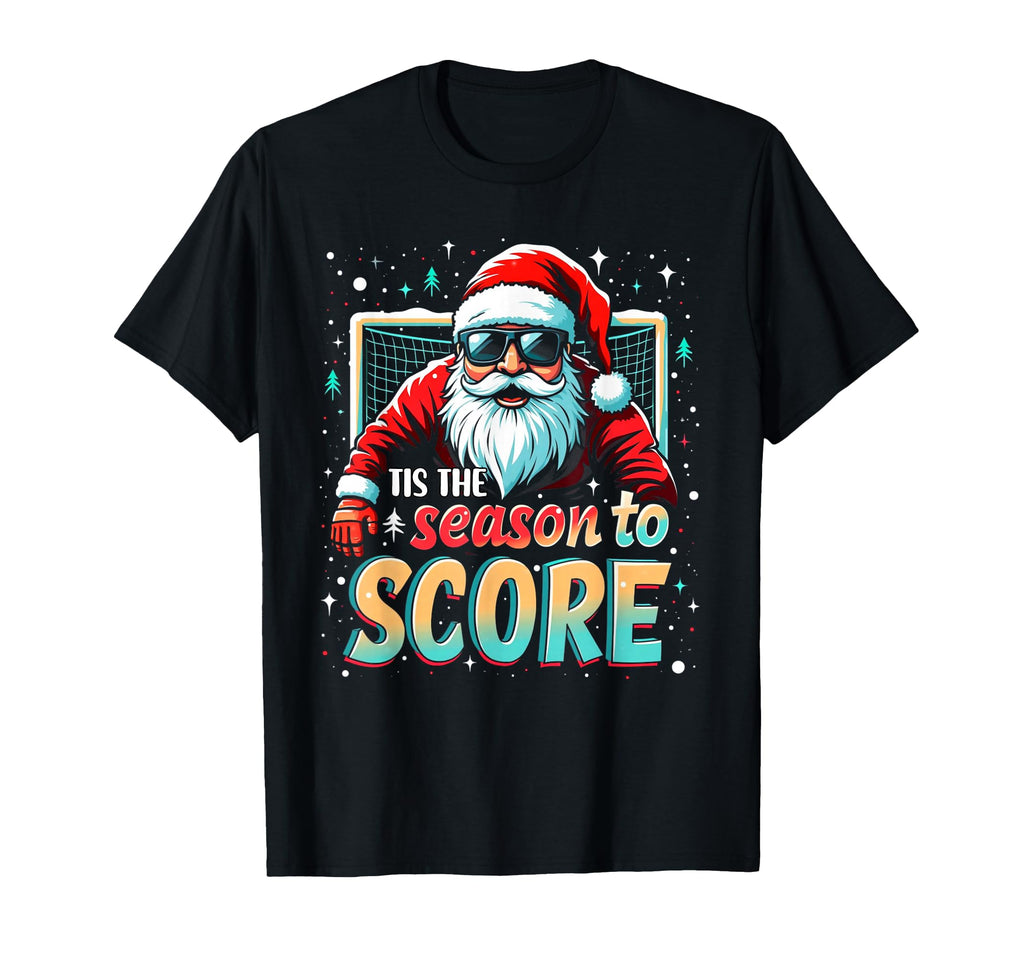 Tis Season To Score Funny Soccer Santa T-Shirt - Custom Art Print Unisex - T-Shirt, Sweatshirt, Hoodie