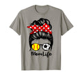 Mom Life Messy Bun Hair Funny Softball T-Shirt - Unique Graphic Men Women - T-Shirt, Sweatshirt, Hoodie