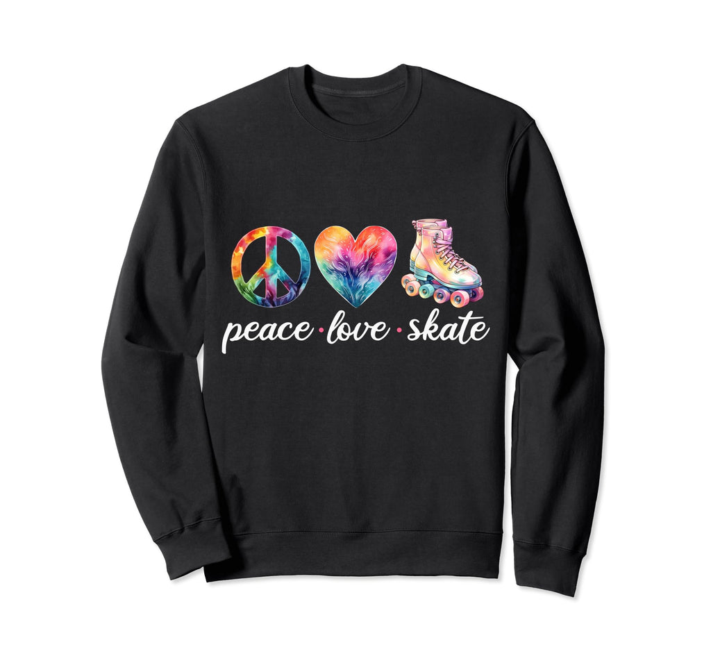Peace Love Skate Roller Skates 70S Sweatshirt - Aesthetic Graphic Unisex - T-Shirt, Sweatshirt, Hoodie