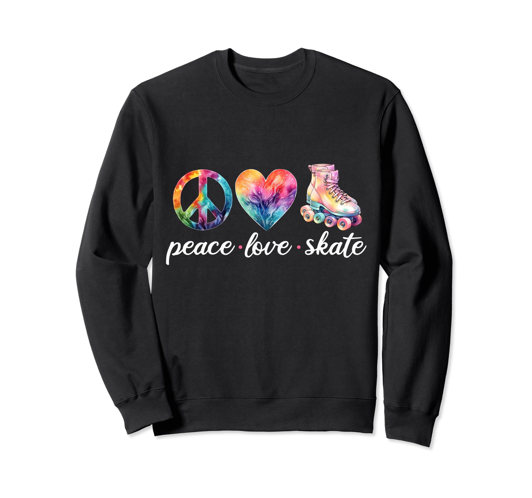 Peace Love Skate Roller Skates 70S Sweatshirt - Aesthetic Graphic Unisex - T-Shirt, Sweatshirt, Hoodie