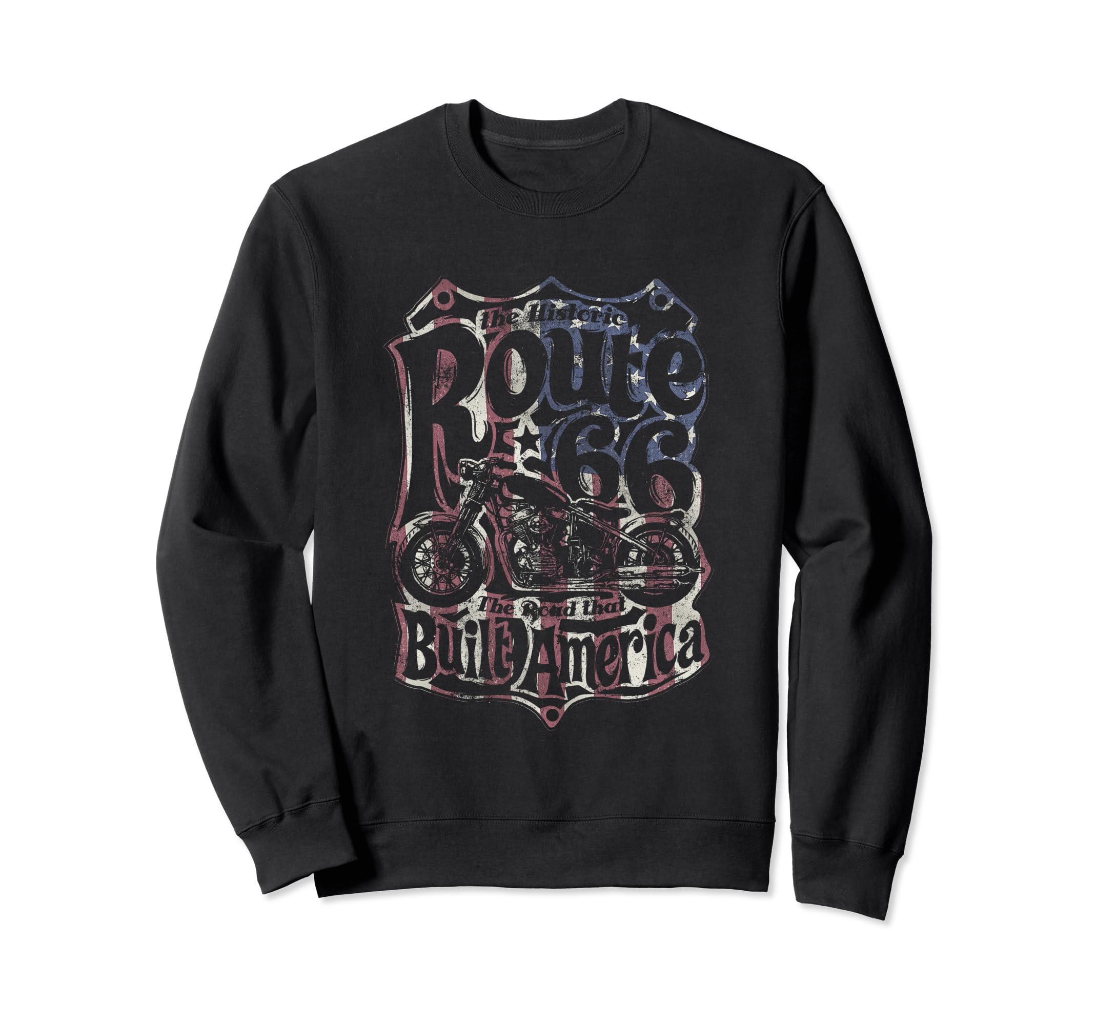 Route 66 70S Us Flag Sweatshirt - Minimalist Print Unisex - T-Shirt, Sweatshirt, Hoodie