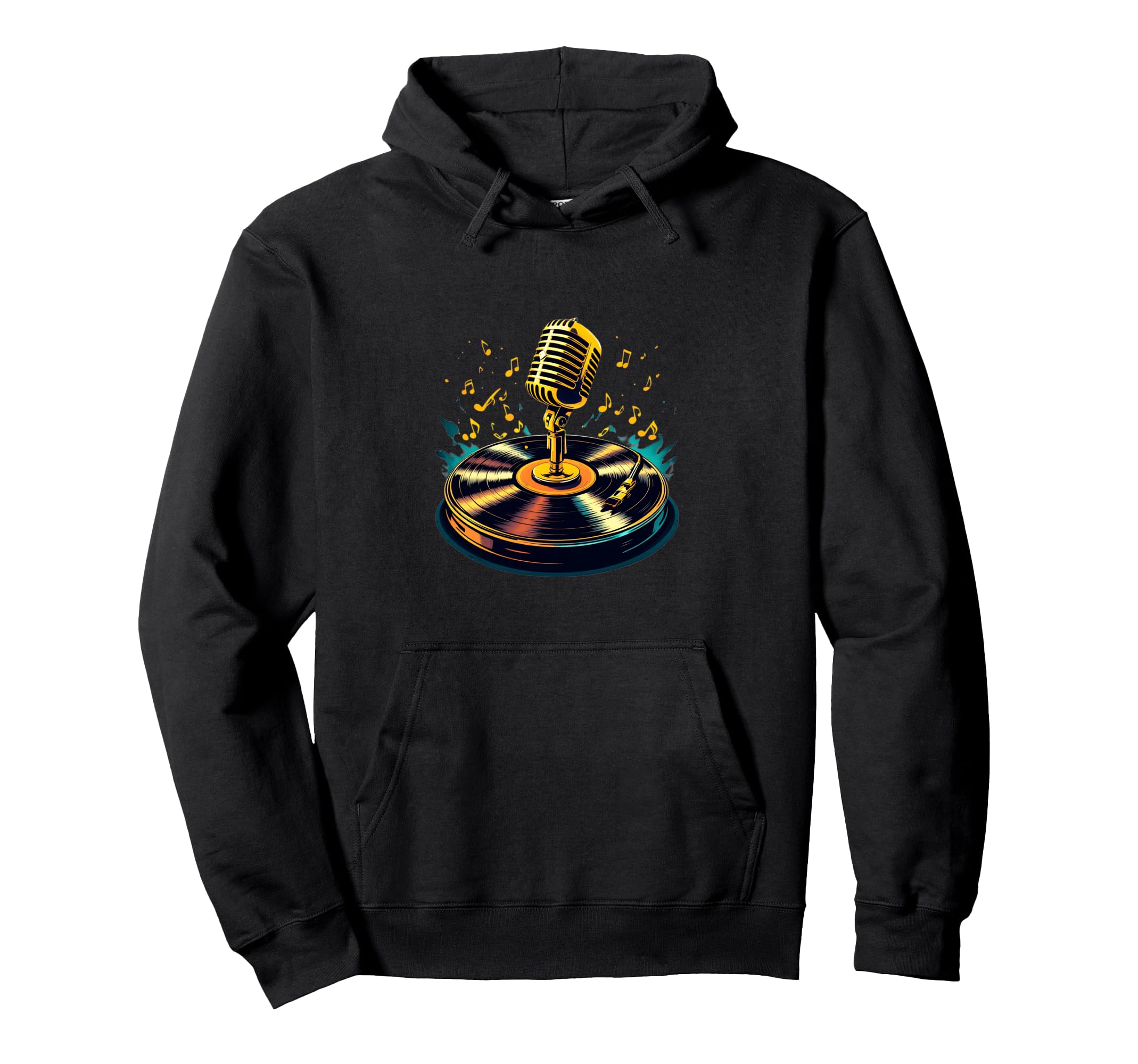 Old School Hip Hop Mic Vinyl Flow Hoodie - Fun Novelty Design Men Women - T-Shirt, Sweatshirt, Hoodie