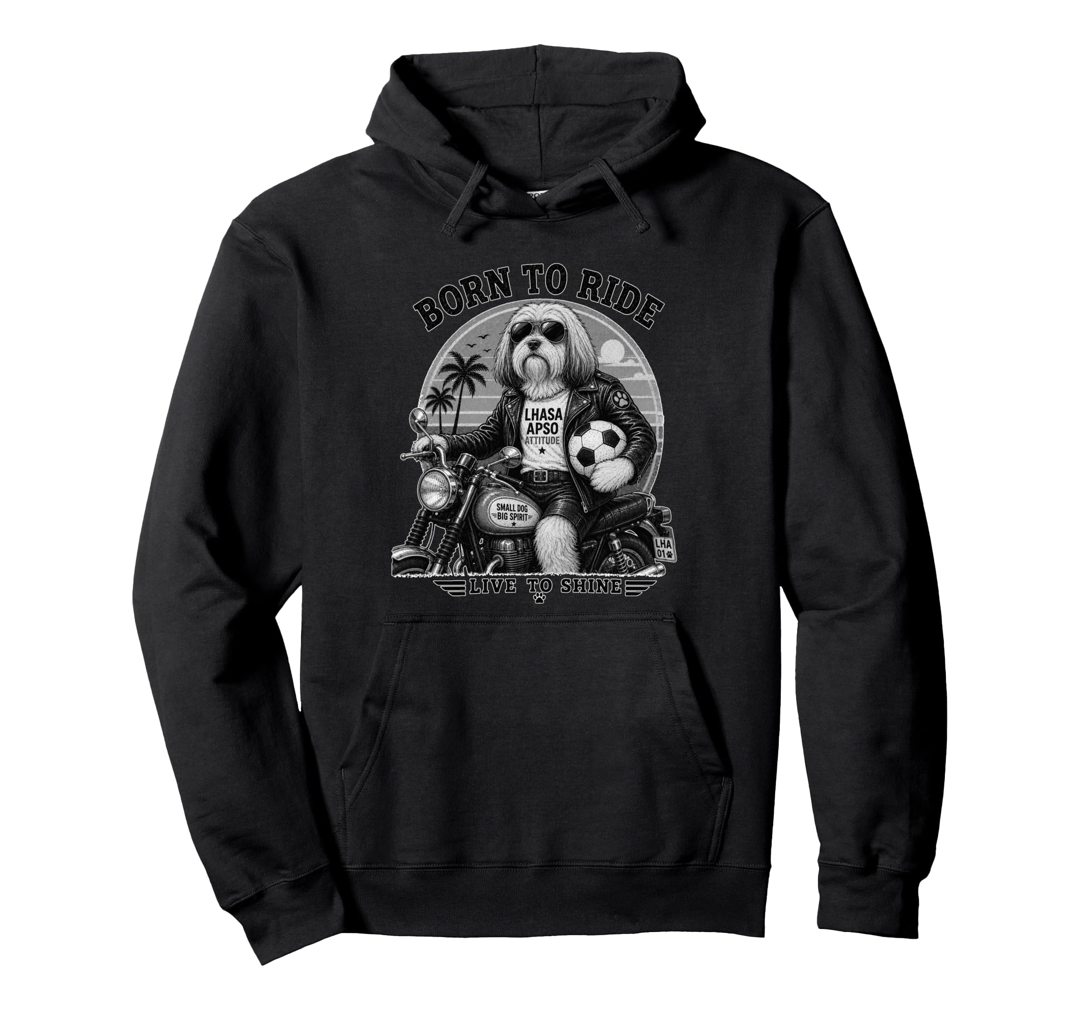 Lhasa Apso Motorbike Love Footbal Soccer Hoodie - Trendy Graphic Men Women - T-Shirt, Sweatshirt, Hoodie