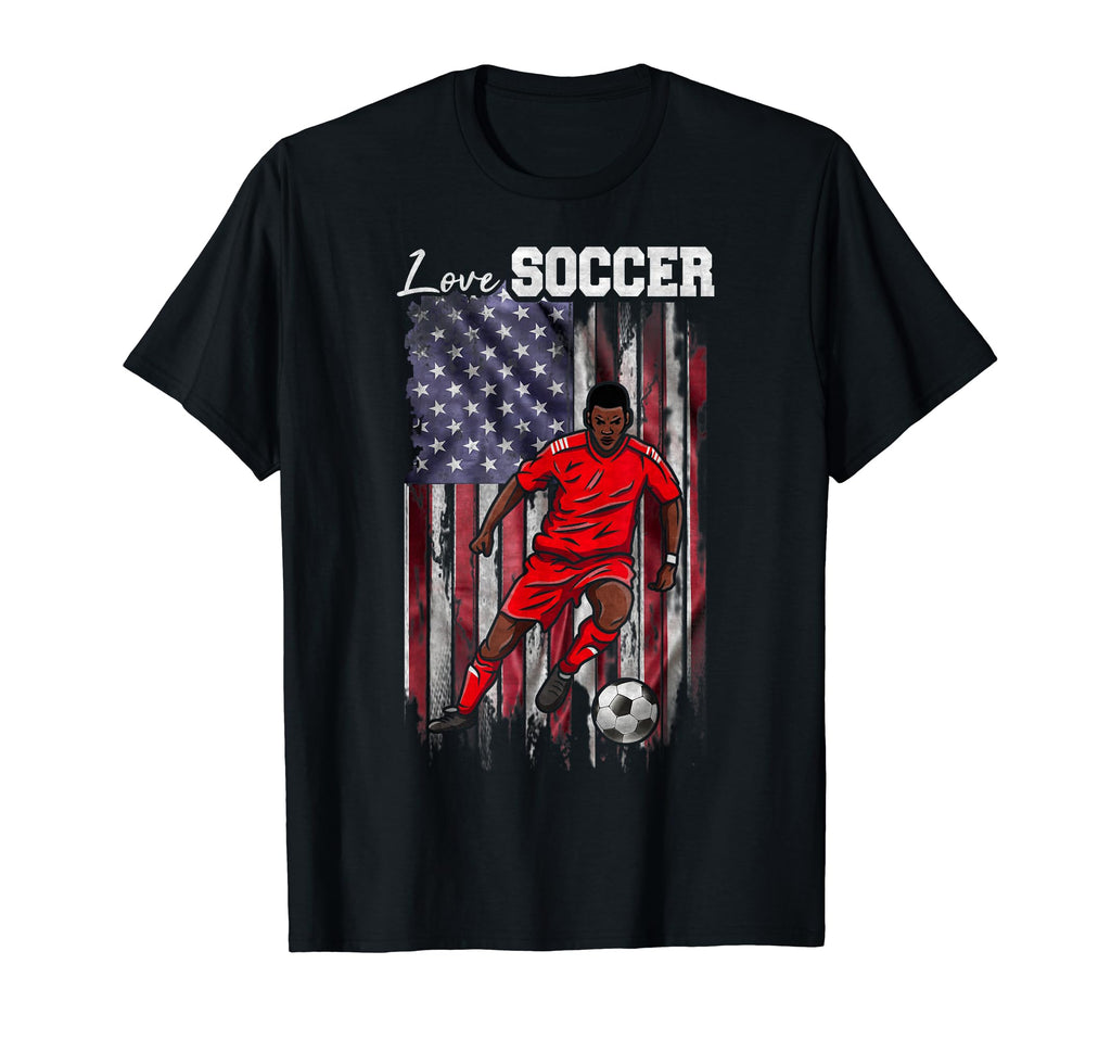Usa Flag Soccer Player Love Soccer T-Shirt - Minimalist Print for Adults - T-Shirt, Sweatshirt, Hoodie