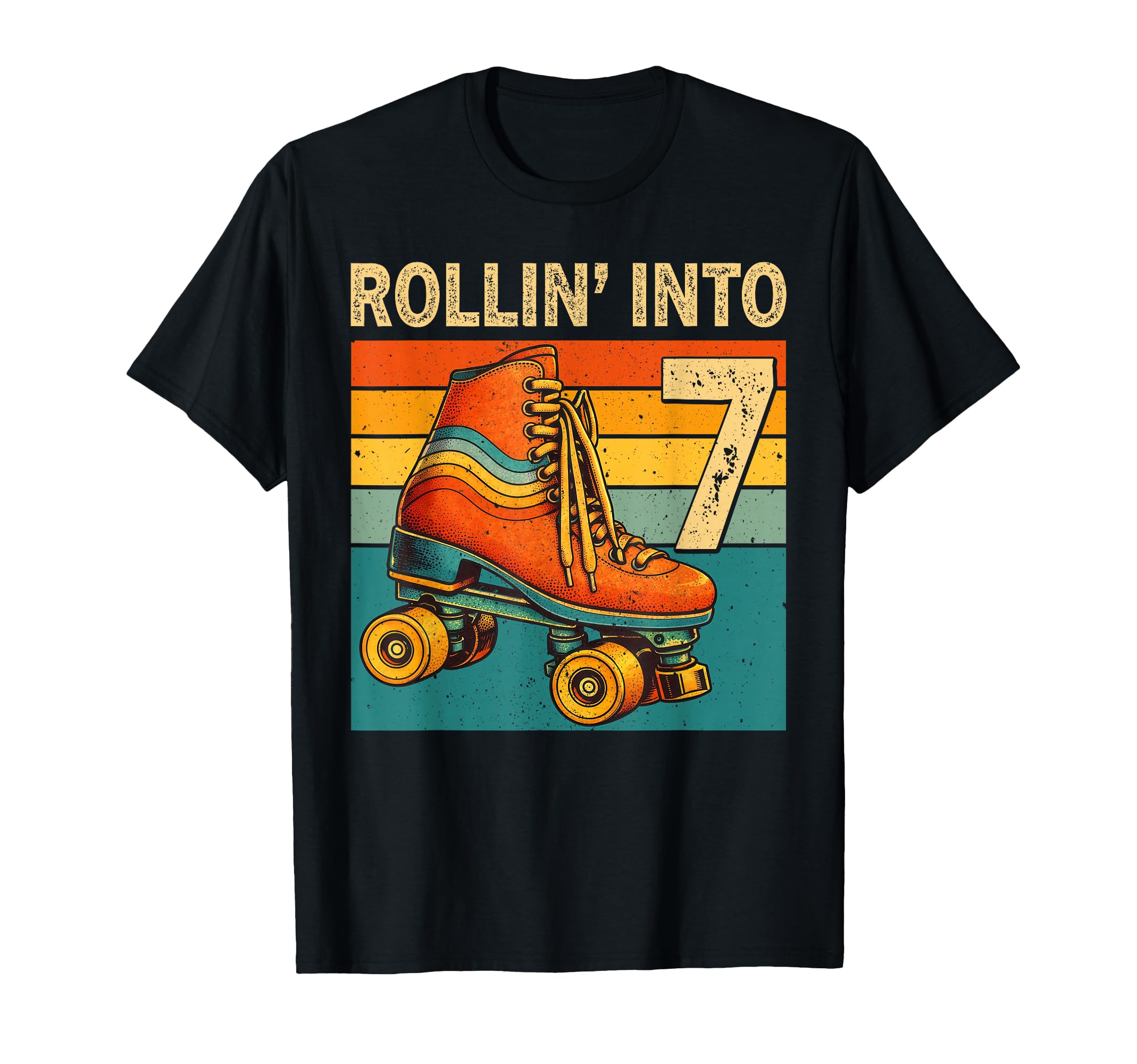 Rolling Into 7 Roller Skating 7Th T-Shirt - Custom Art Print Unisex - T-Shirt, Sweatshirt, Hoodie