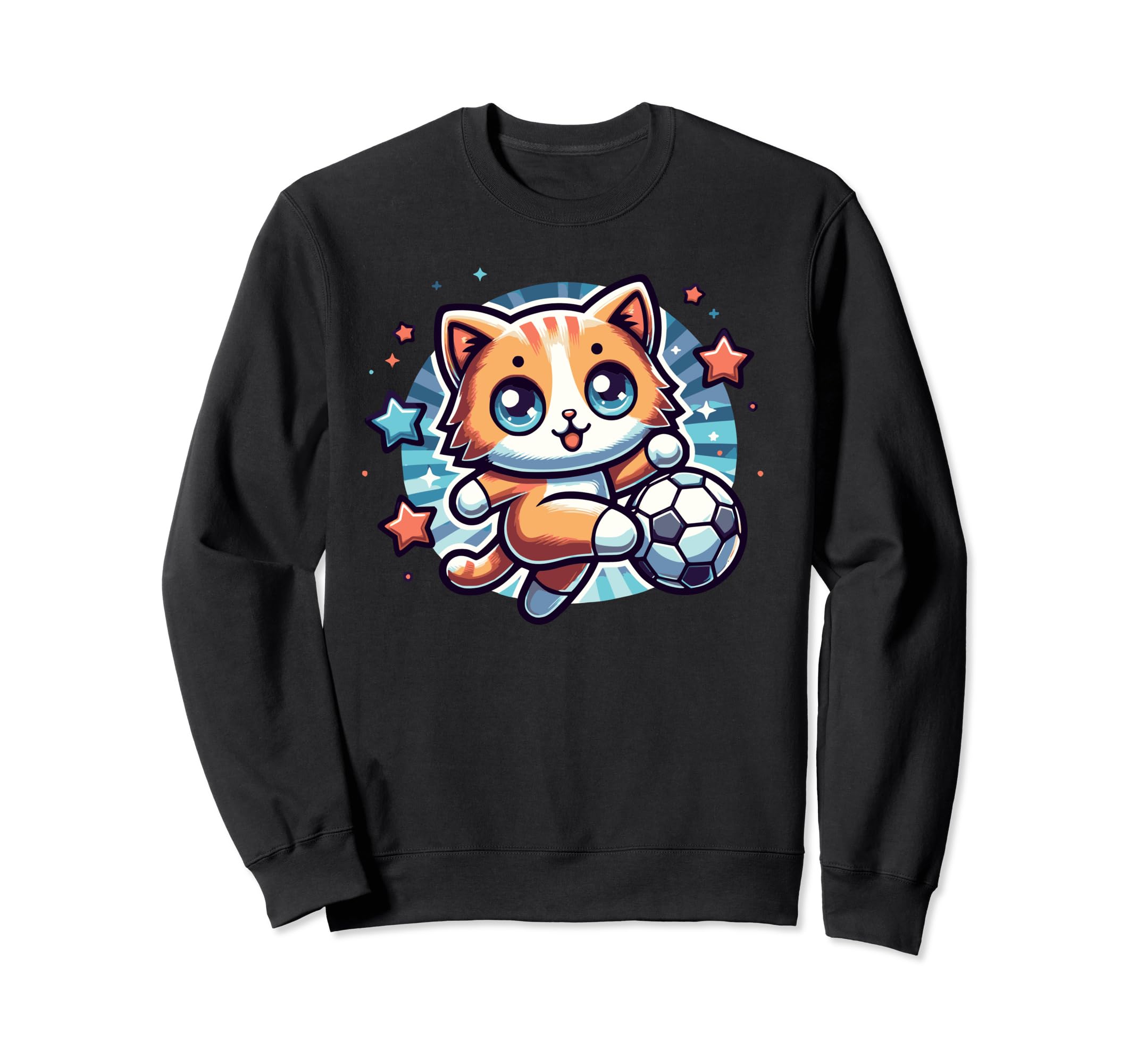 Soccer Player Cat Kitten Kicking Sweatshirt - Minimalist Print for Adults - T-Shirt, Sweatshirt, Hoodie
