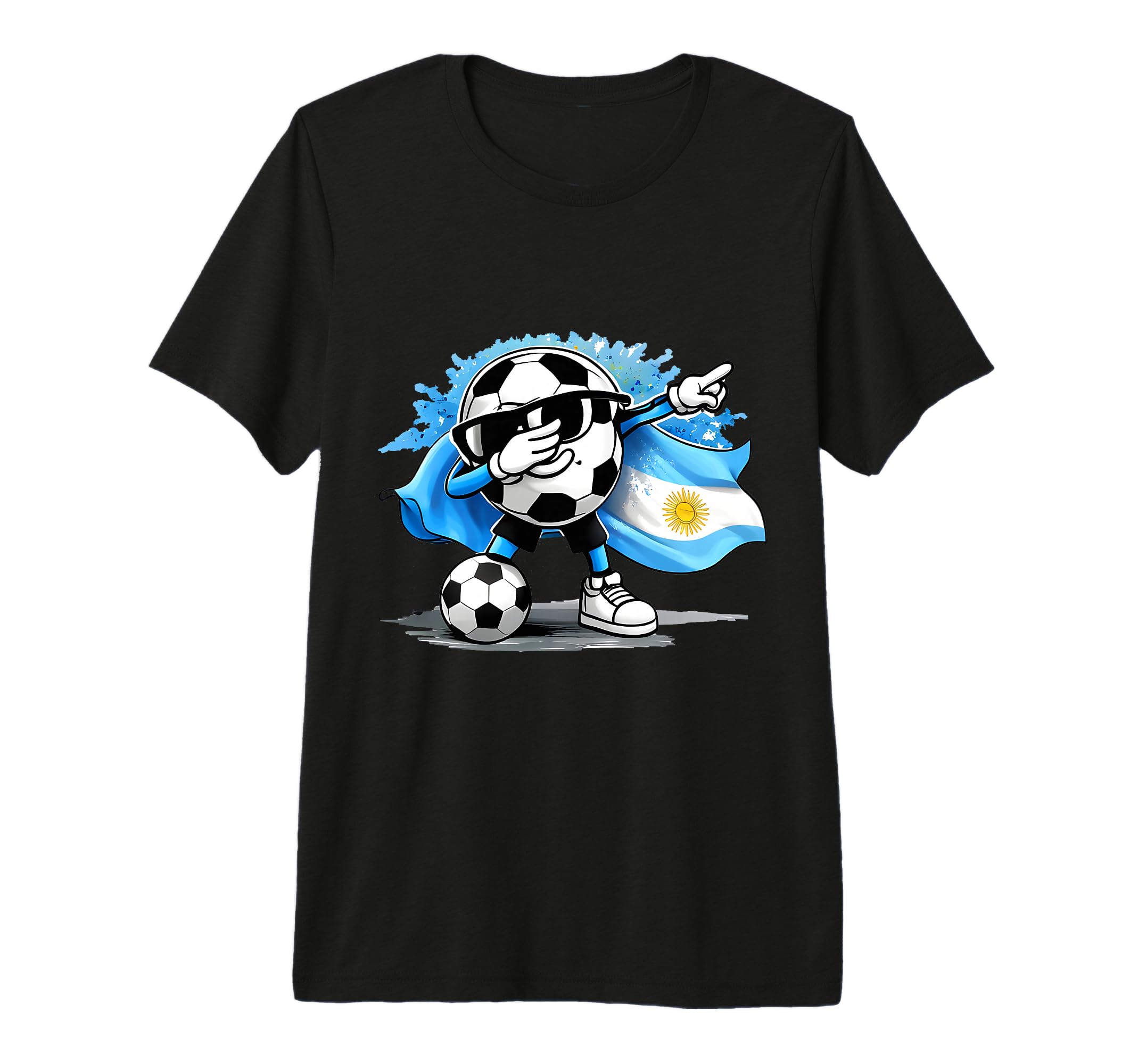 Dabbing Ball Soccer Argentina Flag T-Shirt - Graphic Print for Adults - T-Shirt, Sweatshirt, Hoodie
