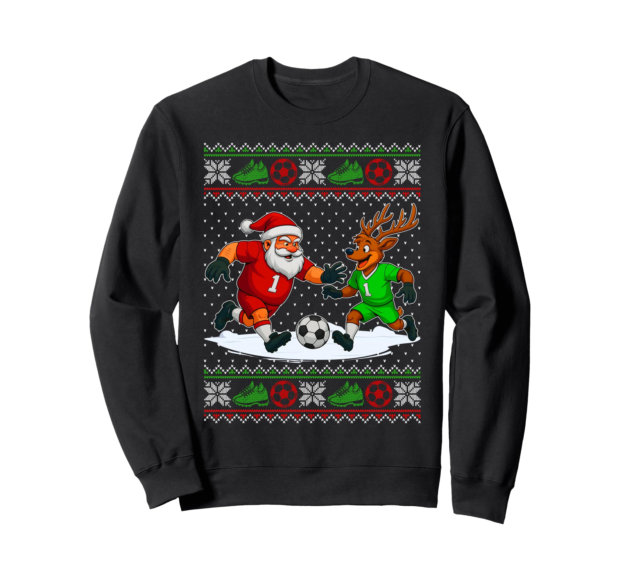 Reindeers Playing Soccer Ugly Sweatshirt - Trendy Graphic for Adults - T-Shirt, Sweatshirt, Hoodie