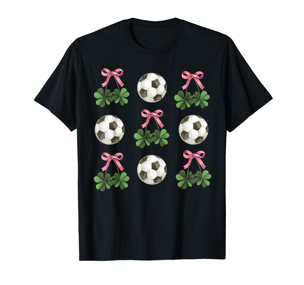 Coquette Bow Soccer And Shamrock St T-Shirt - Unique Graphic for Adults - T-Shirt, Sweatshirt, Hoodie
