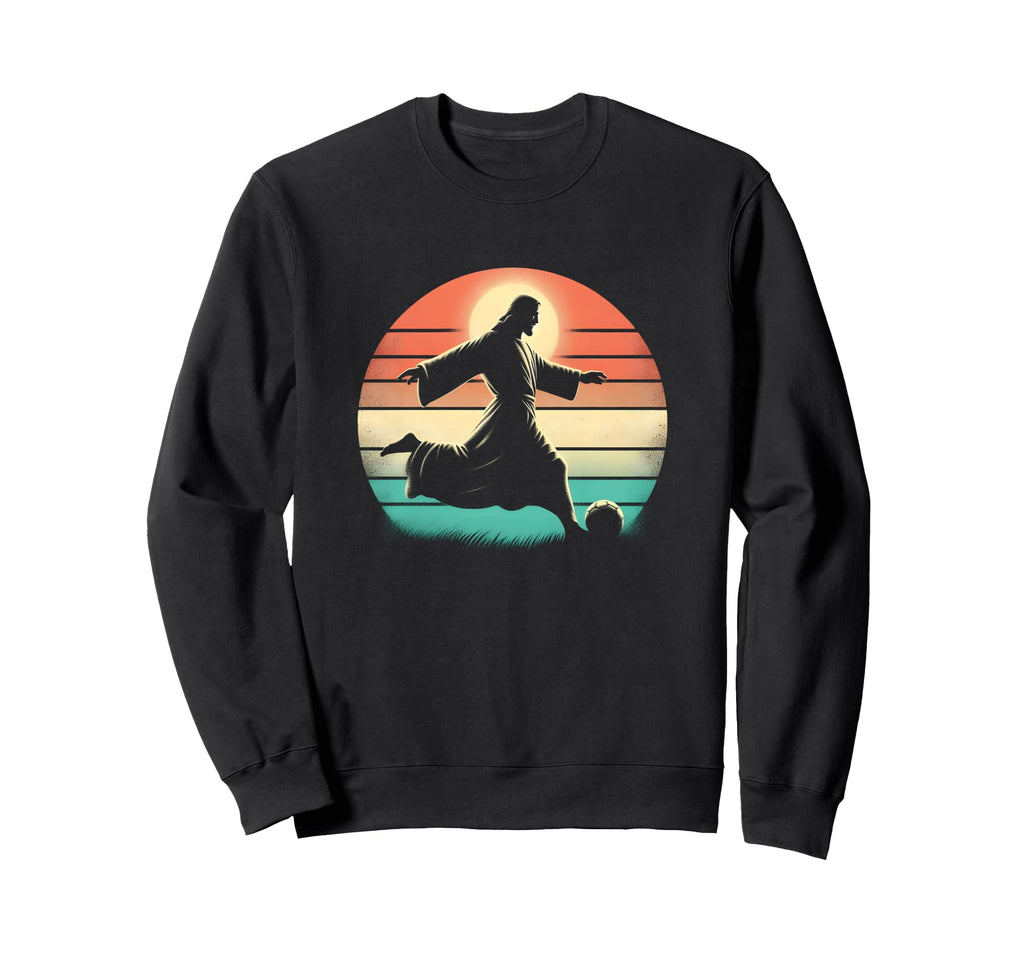 Jesus Playing Soccer Funny Sweatshirt - Aesthetic Graphic Men Women - T-Shirt, Sweatshirt, Hoodie