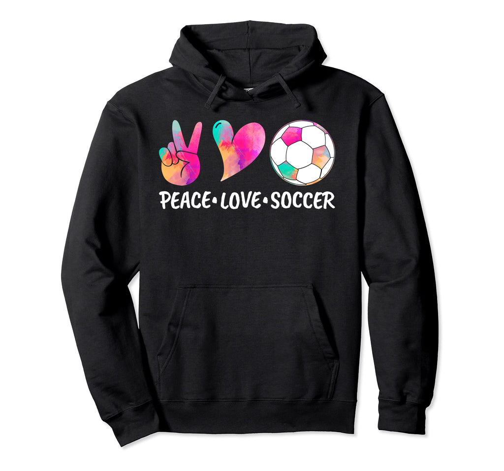 Soccer Tees Tie Dye Peace Love Soccer Hoodie - Casual Everyday Wear Unisex - T-Shirt, Sweatshirt, Hoodie