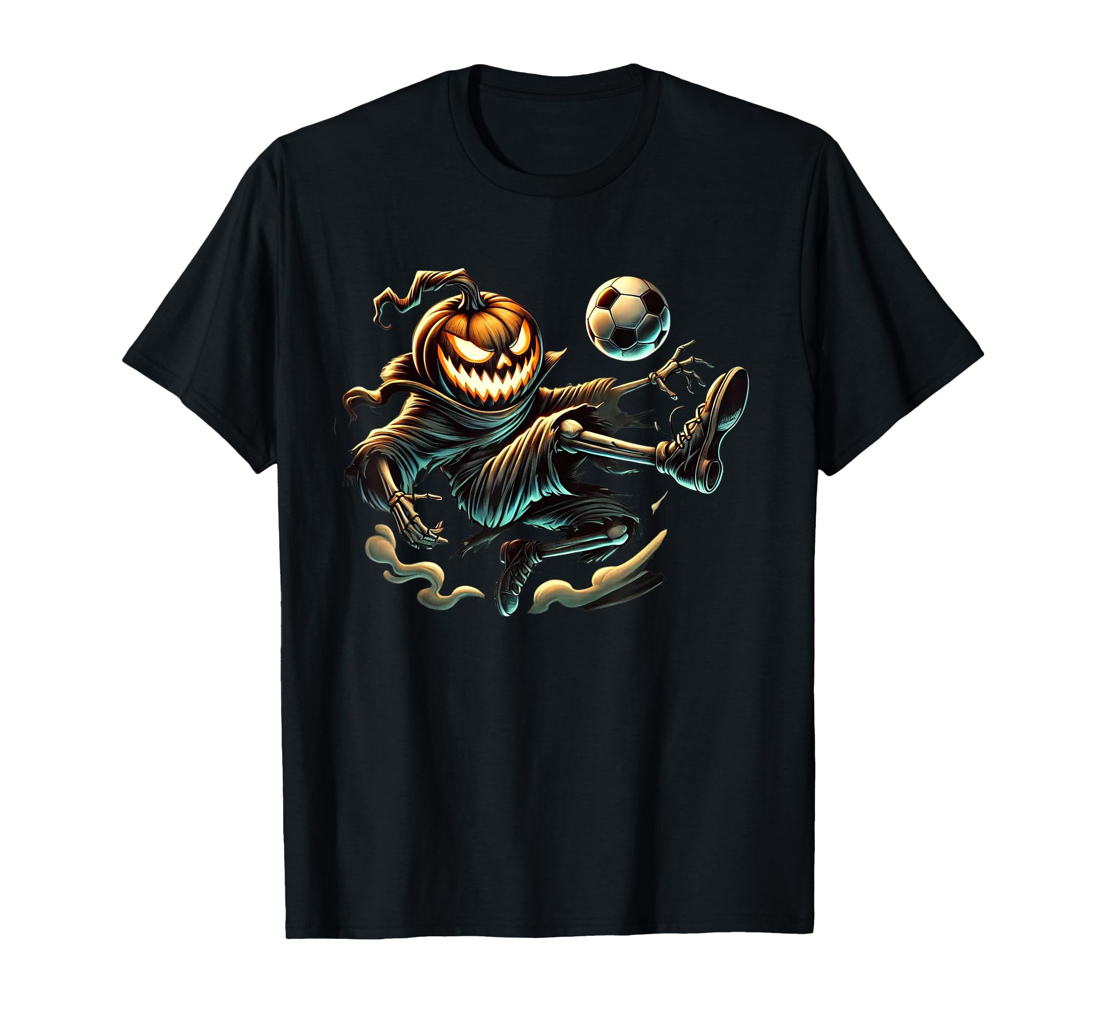Pumpkin Head Soccer Player Jack O Lantern T-Shirt - Unique Graphic Unisex - T-Shirt, Sweatshirt, Hoodie