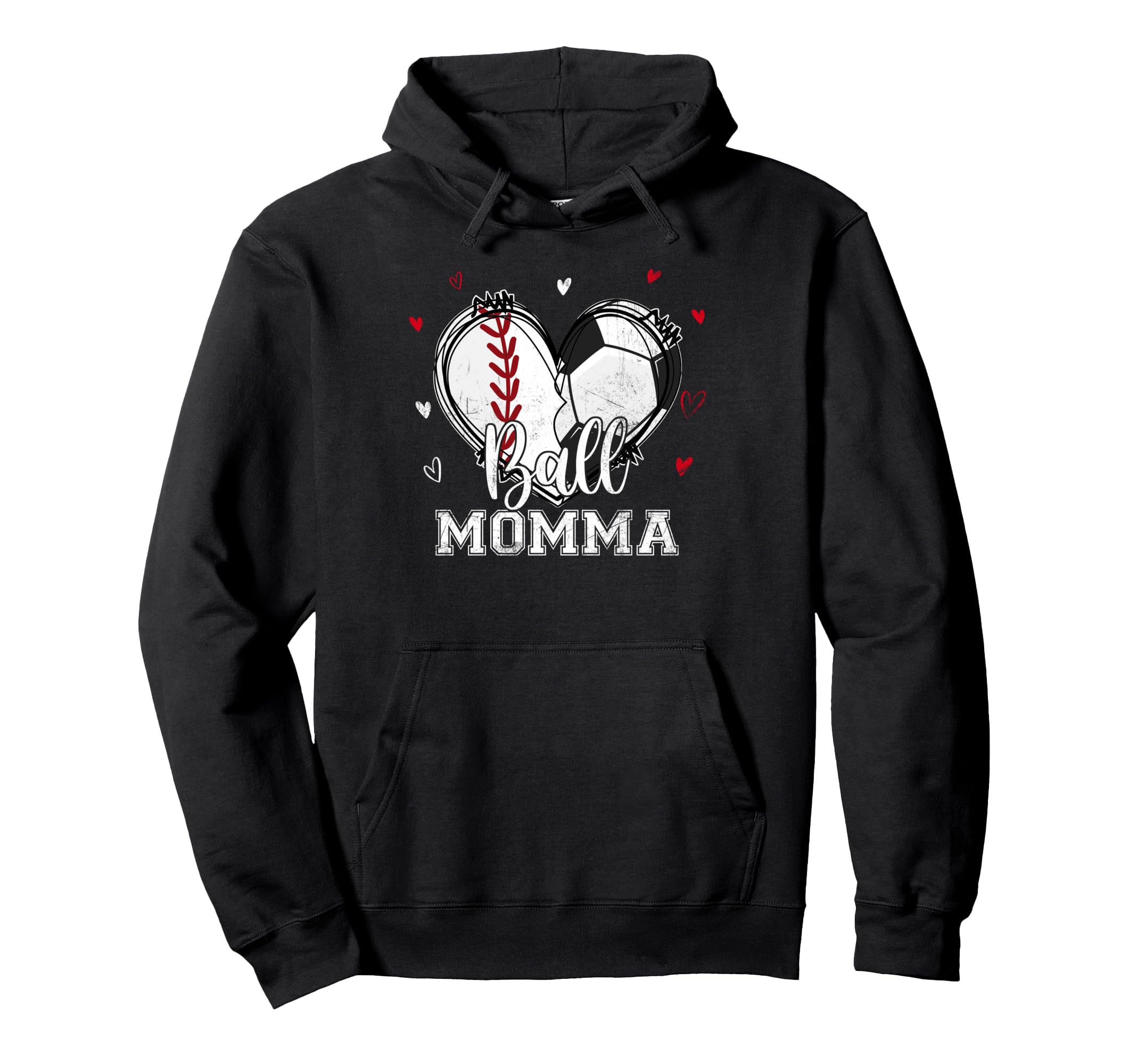 Ball Momma Baseball Soccer Heart Nana Hoodie - Graphic Print for Adults - T-Shirt, Sweatshirt, Hoodie