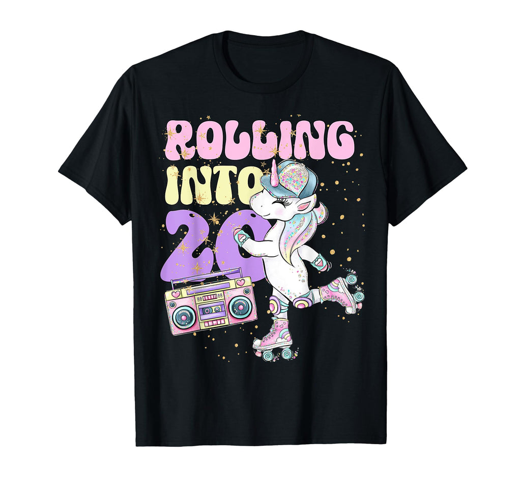 20Th Birthday Roller Skate Party Unicorn T-Shirt - Minimalist Print Unisex - T-Shirt, Sweatshirt, Hoodie